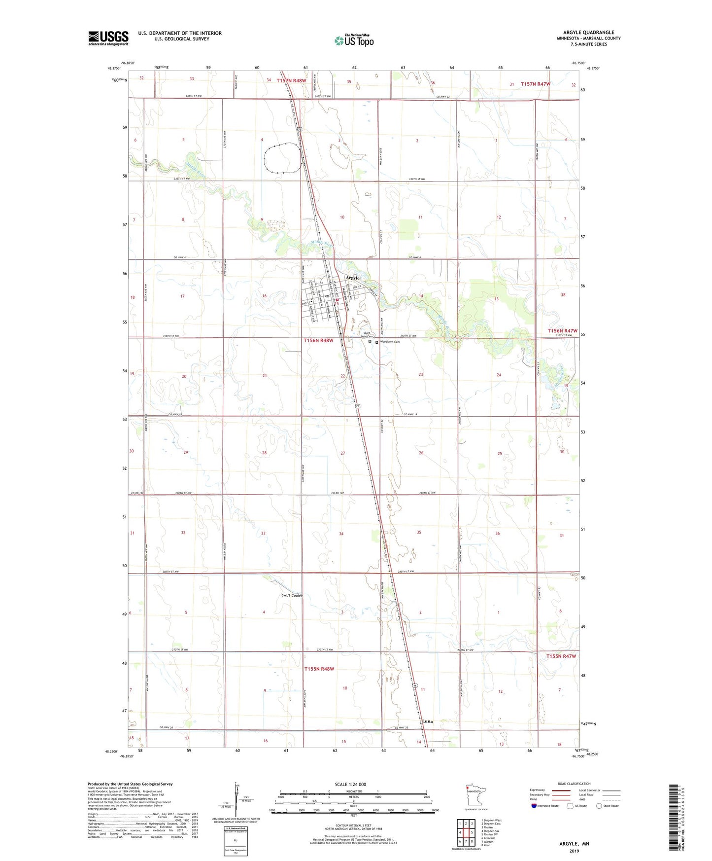 Argyle Minnesota US Topo Map Image