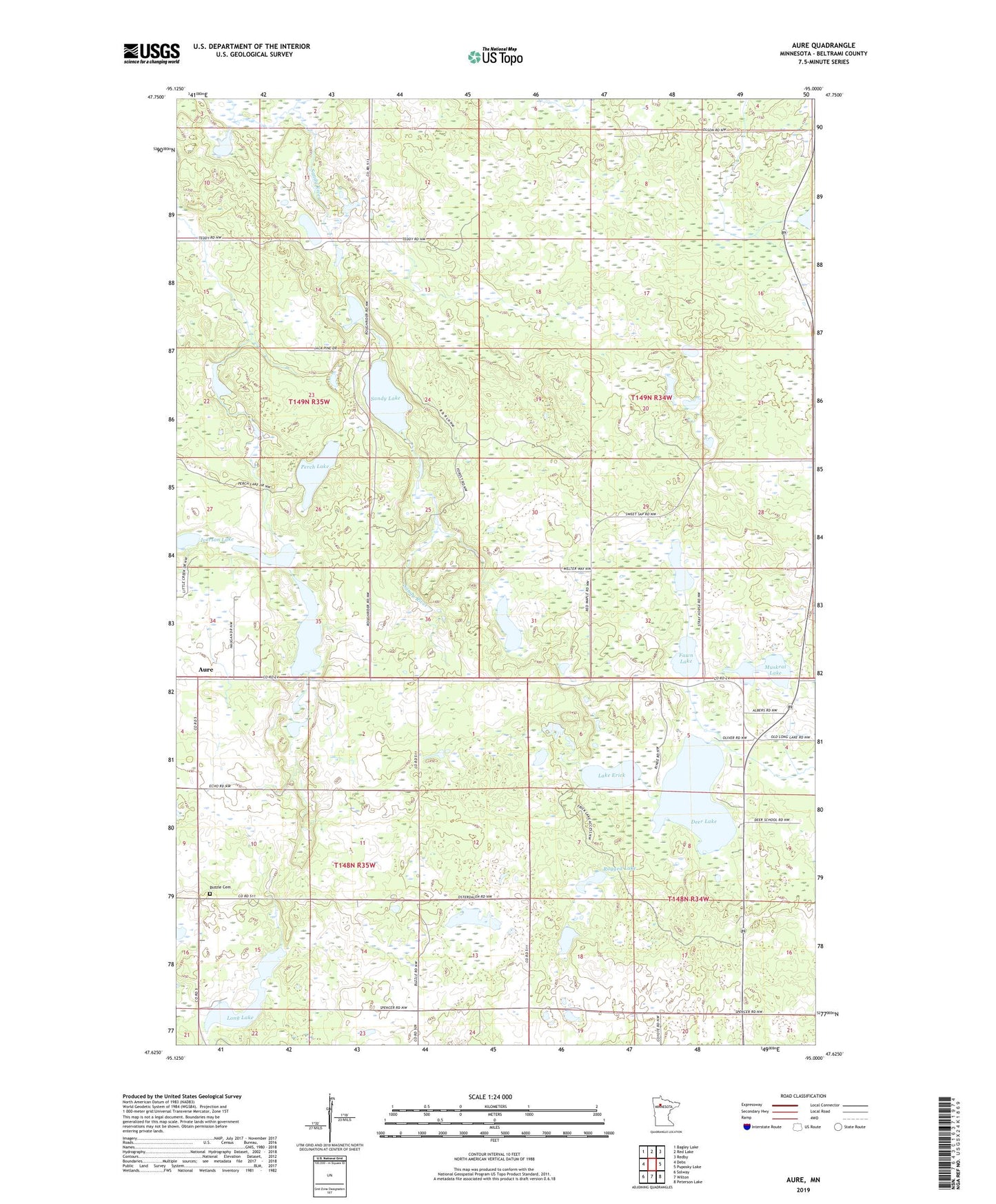 Aure Minnesota US Topo Map Image