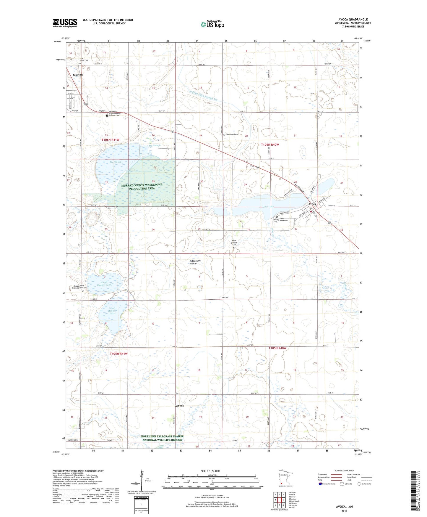Avoca Minnesota US Topo Map Image