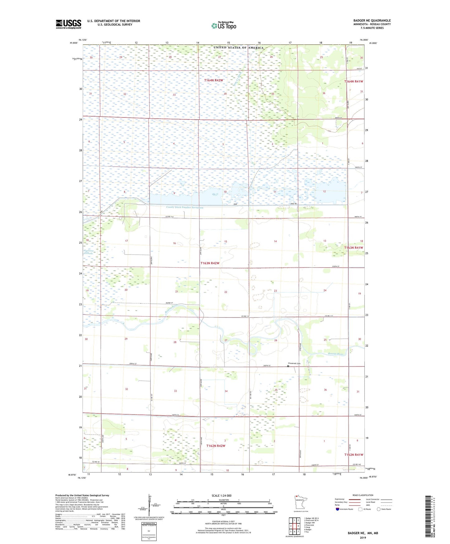 Badger NE Minnesota US Topo Map Image