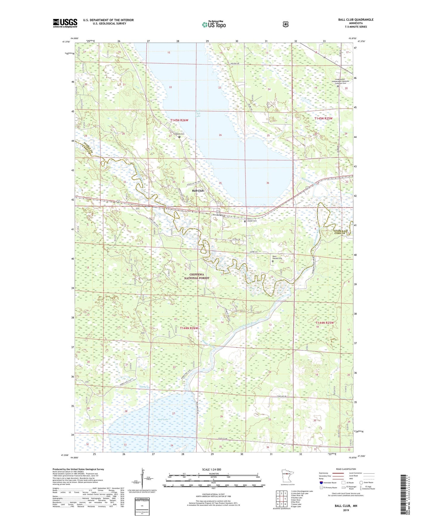 Ball Club Minnesota US Topo Map Image