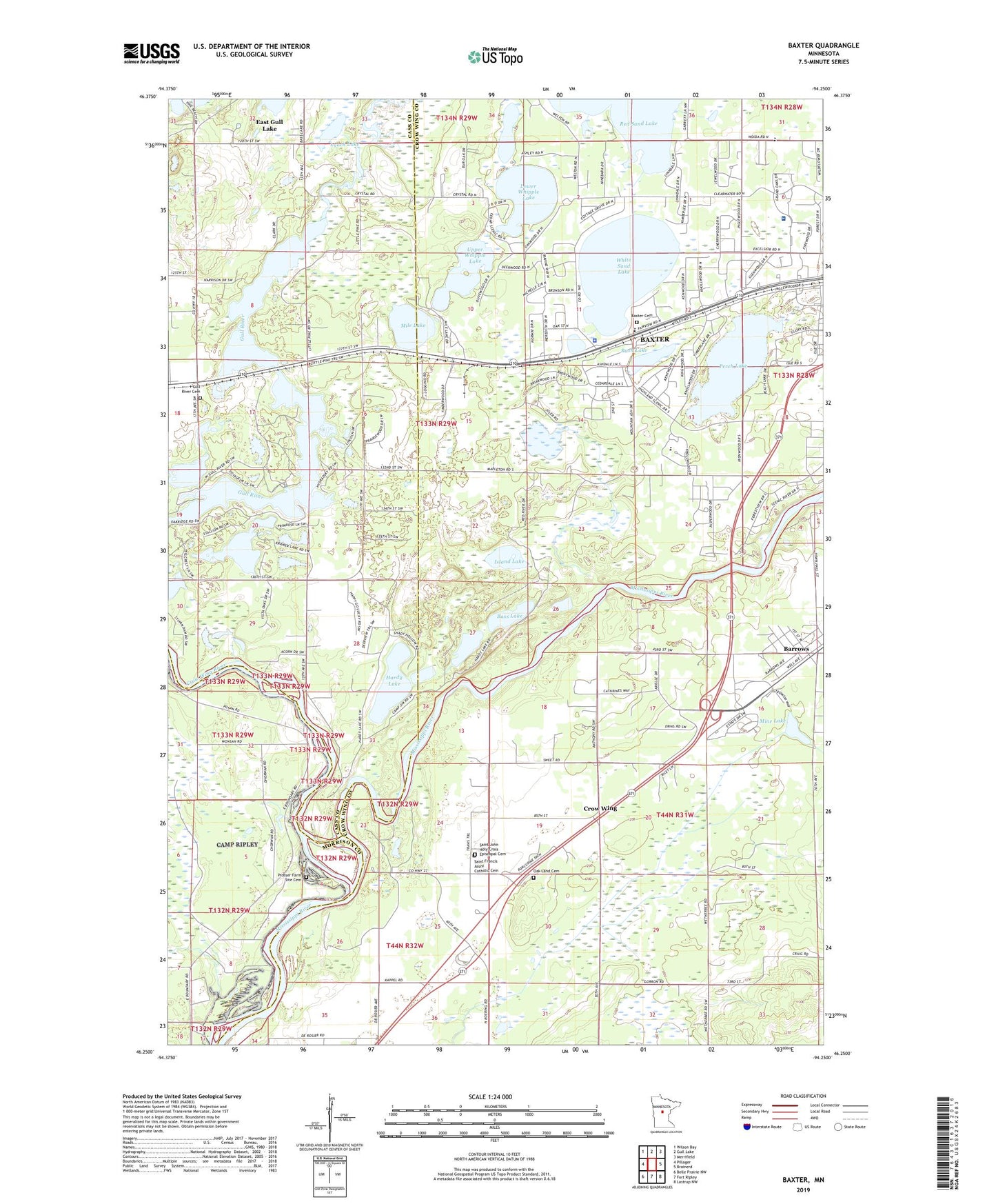 Baxter Minnesota US Topo Map Image
