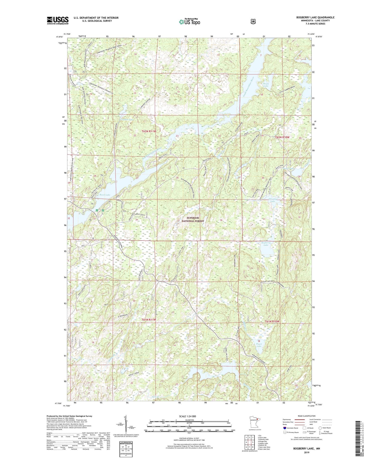 Bogberry Lake Minnesota US Topo Map Image