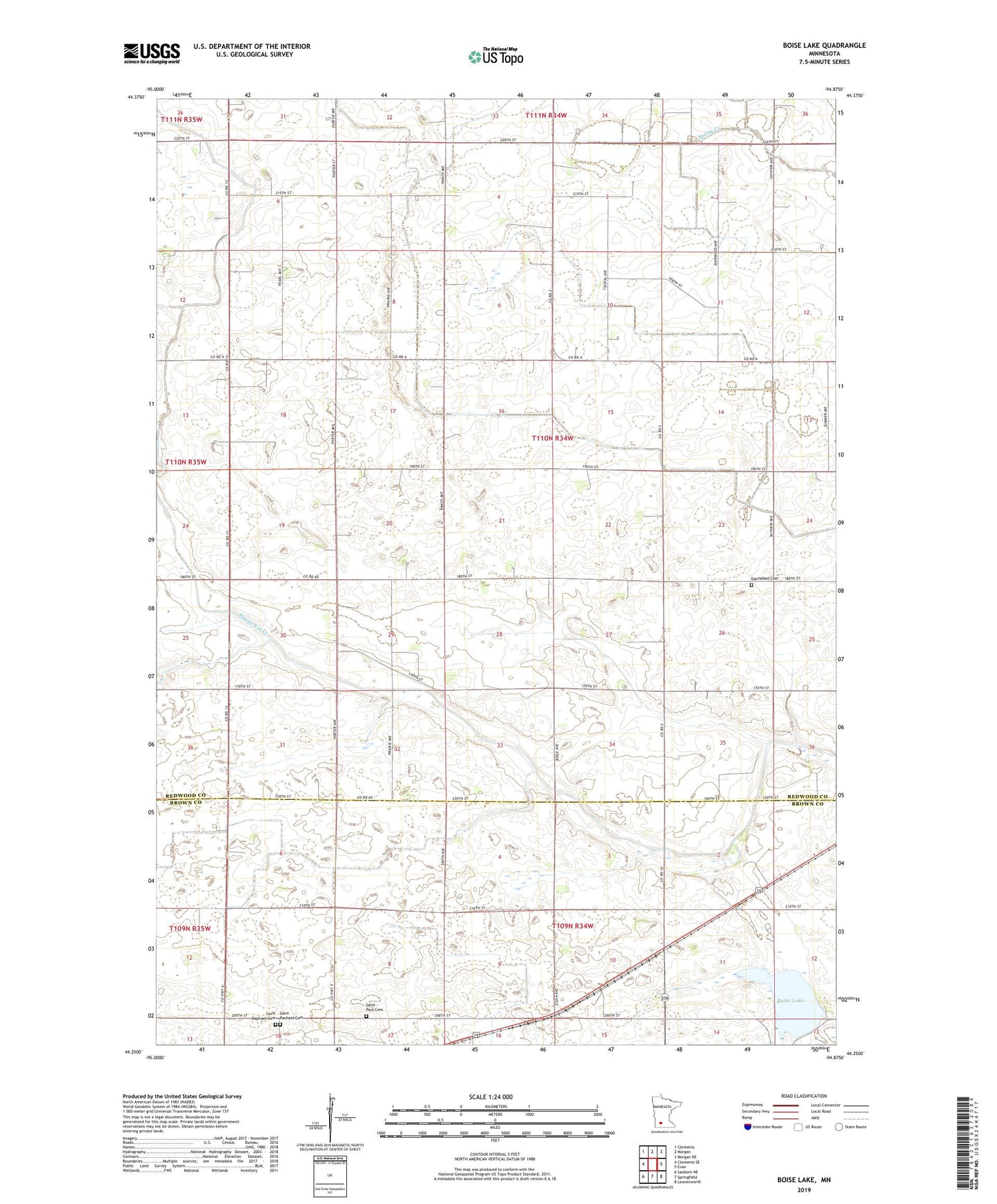 Boise Lake Minnesota US Topo Map Image