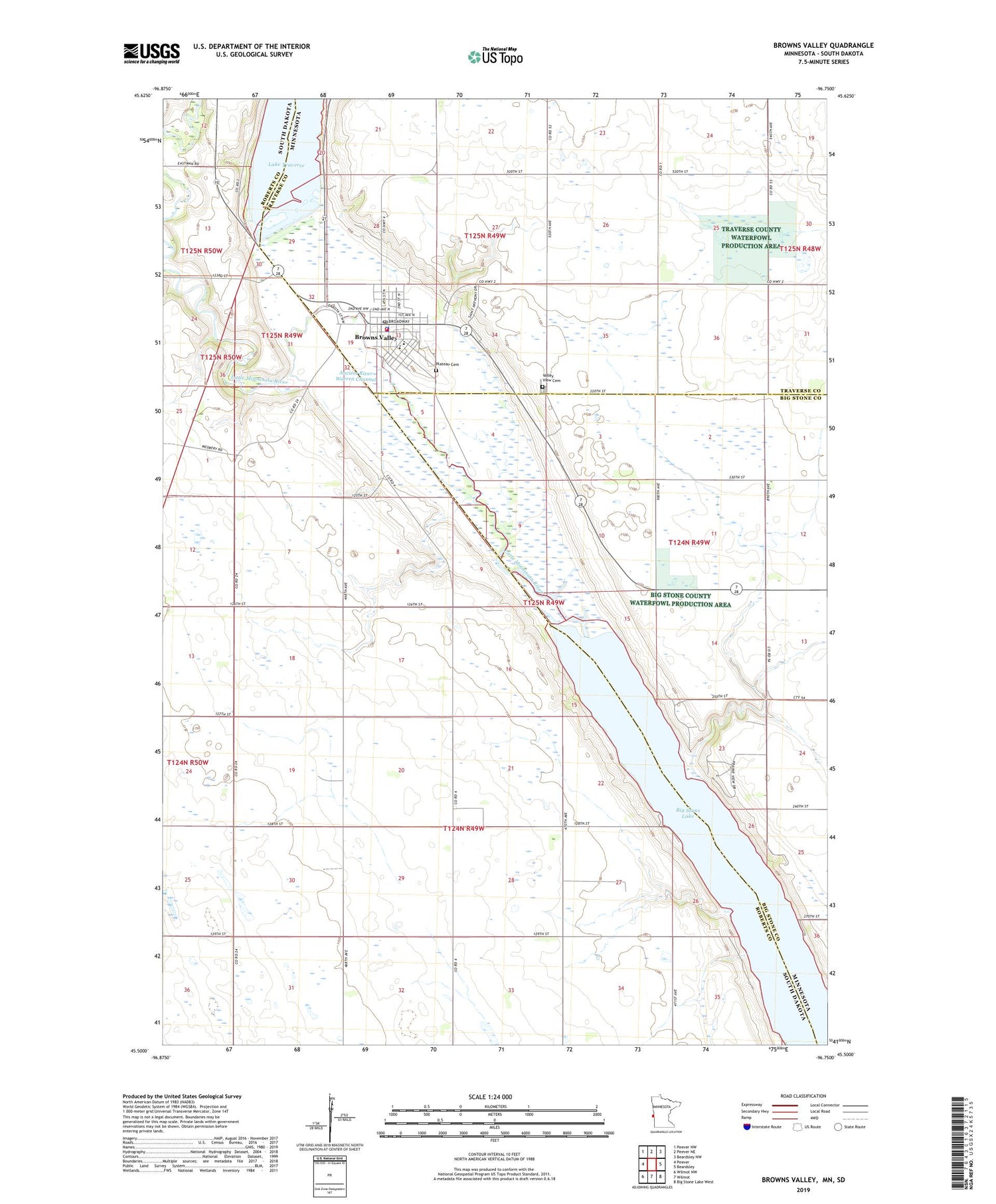 Browns Valley Minnesota US Topo Map Image