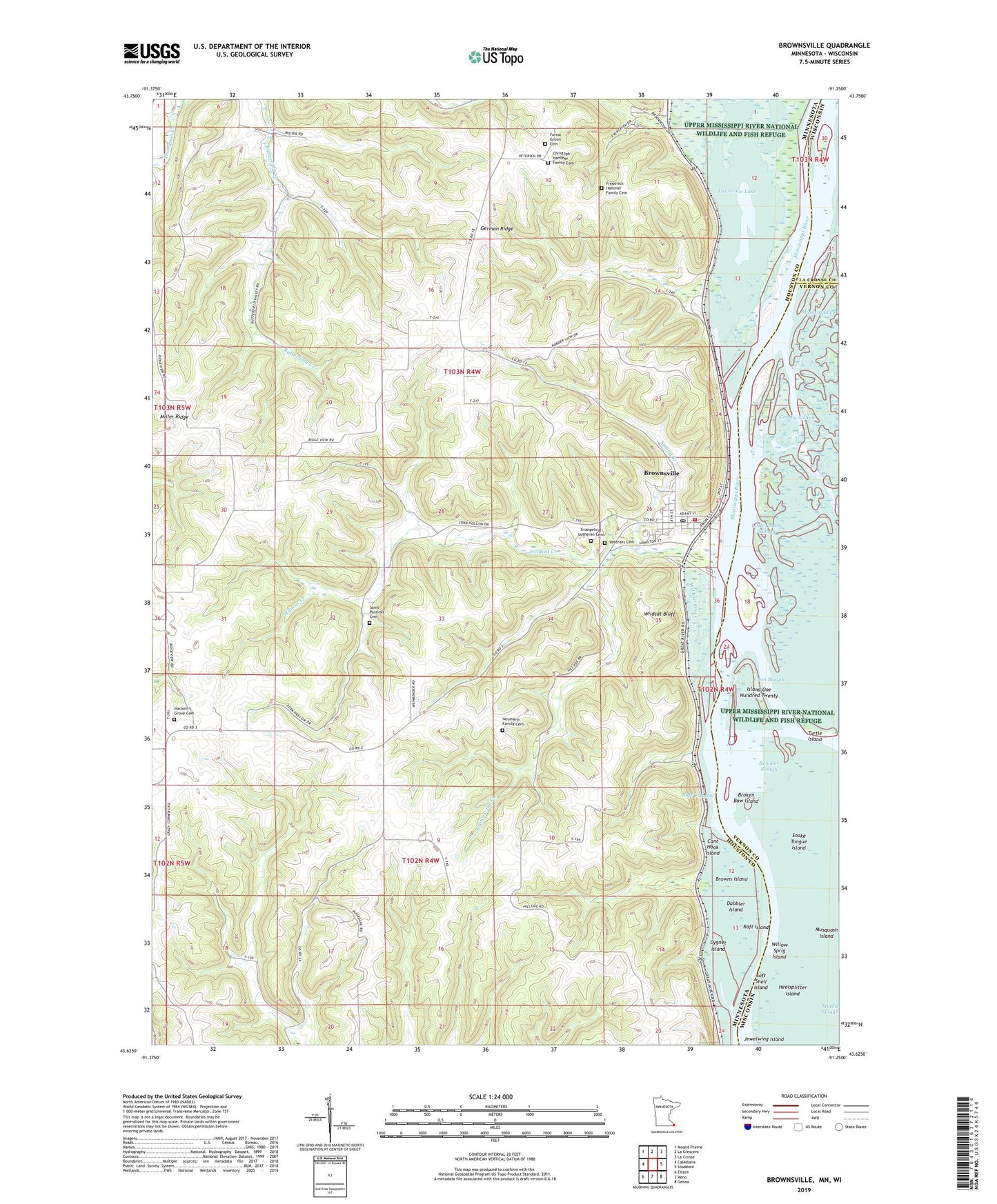 Brownsville Minnesota US Topo Map Image