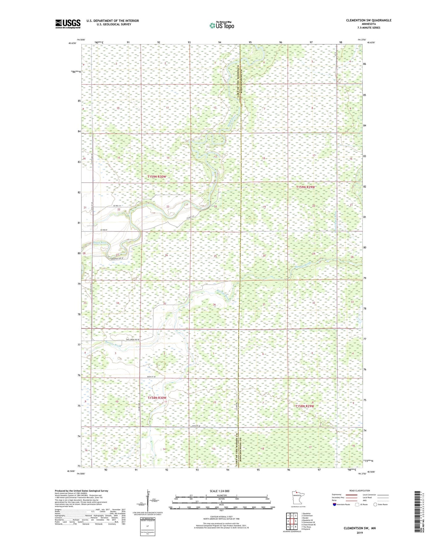 Clementson SW Minnesota US Topo Map Image