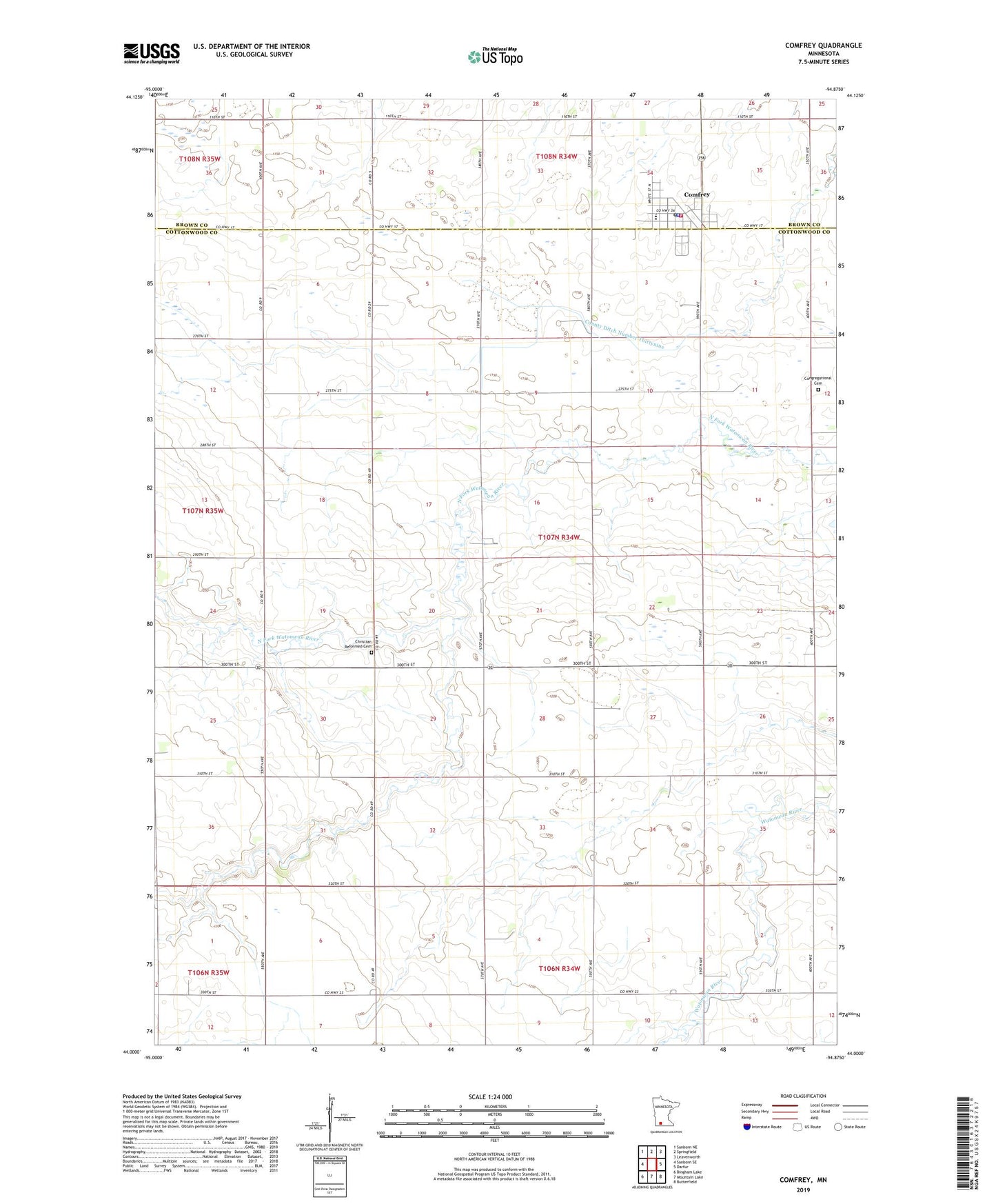 Comfrey Minnesota US Topo Map Image