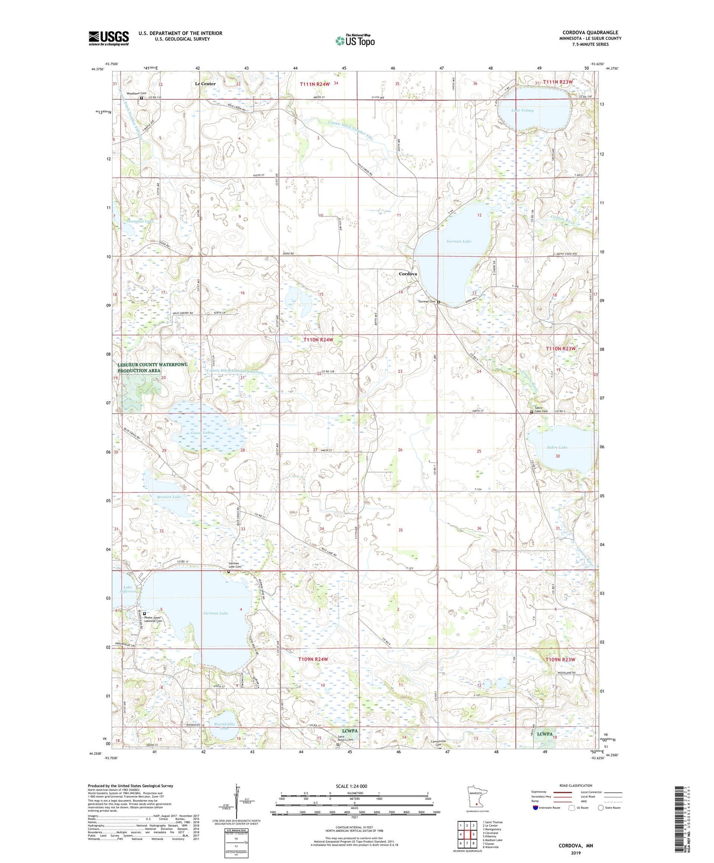 Cordova Minnesota US Topo Map Image