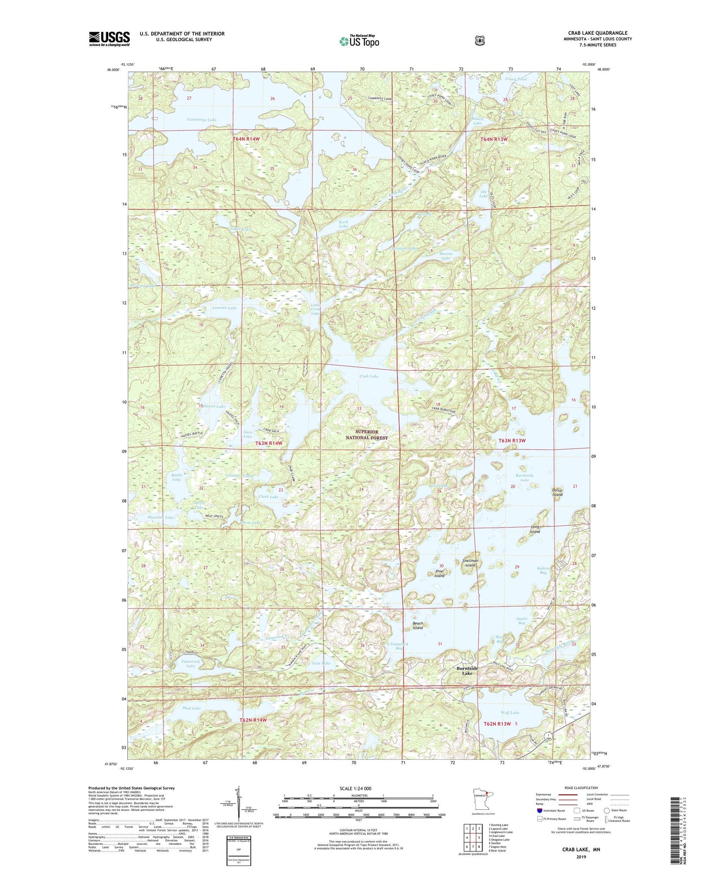 Crab Lake Minnesota US Topo Map Image