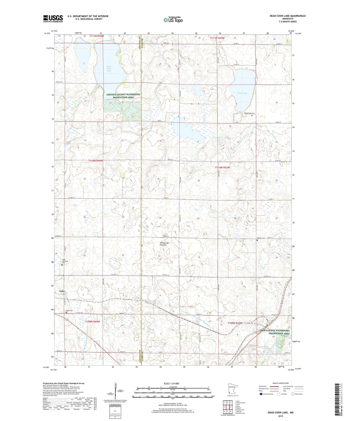 Dead Coon Lake Minnesota US Topo Map Image
