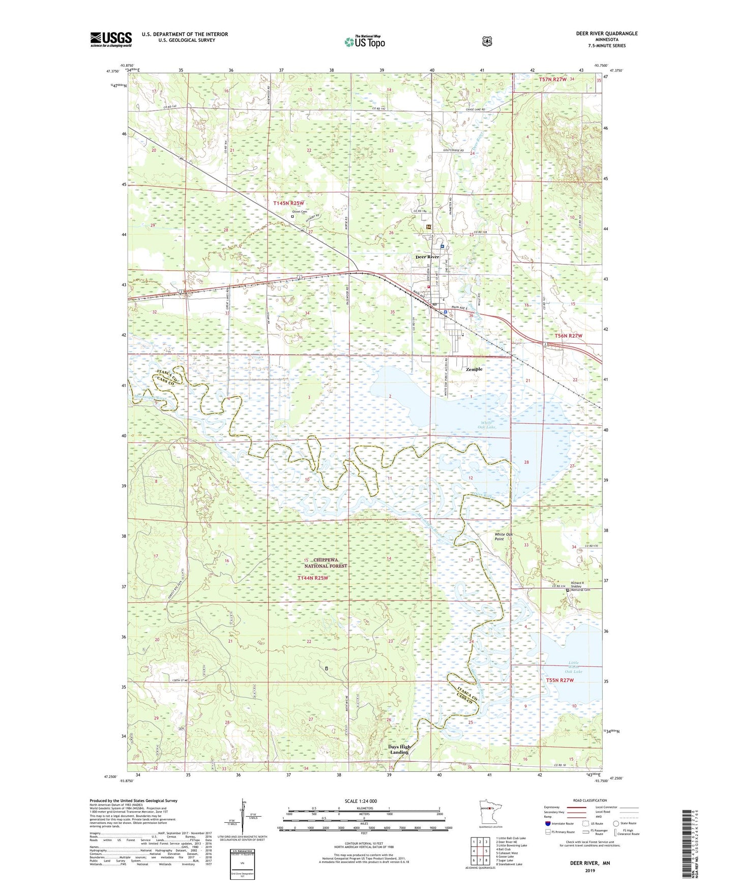 Deer River Minnesota US Topo Map Image