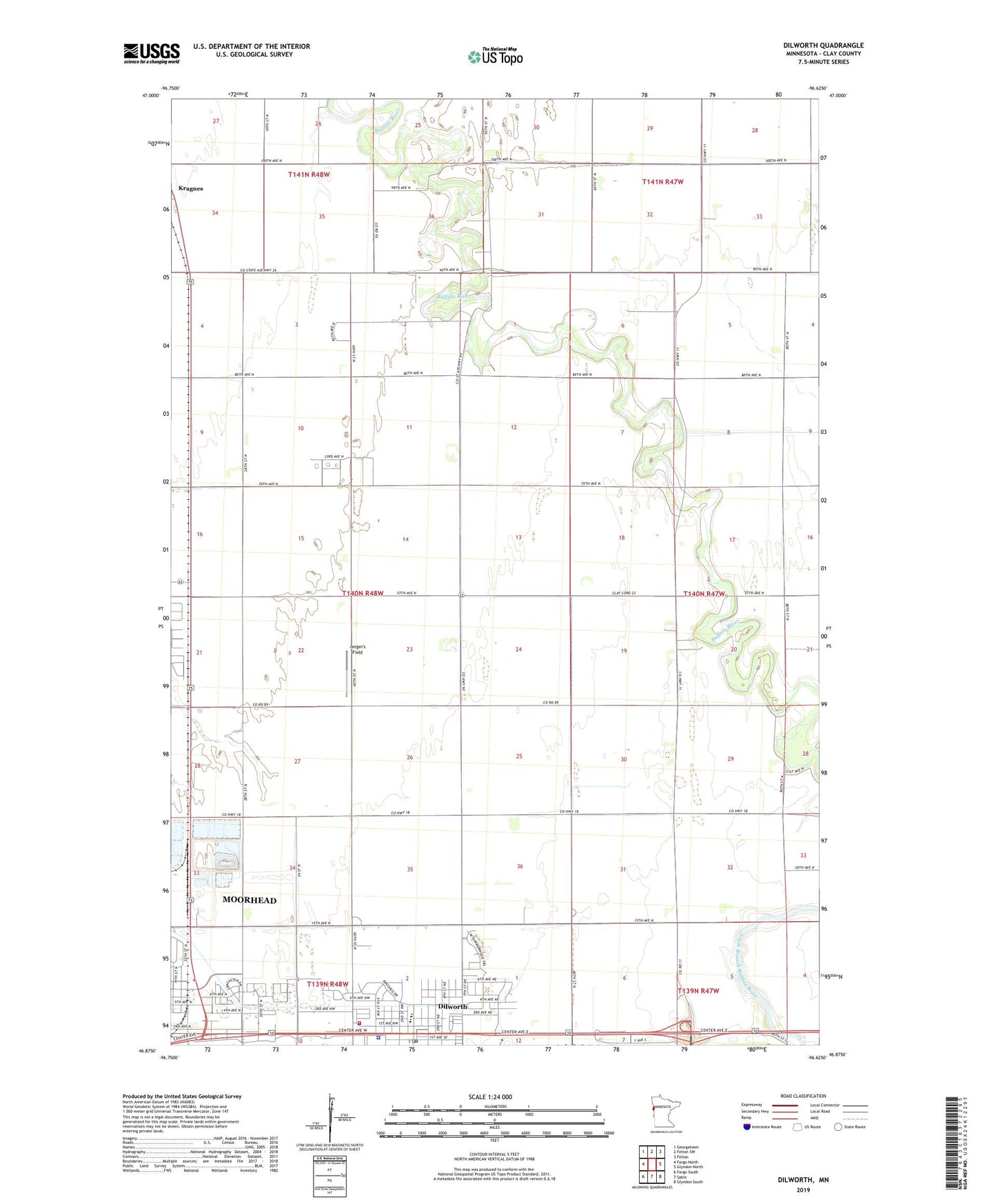 Dilworth Minnesota US Topo Map Image