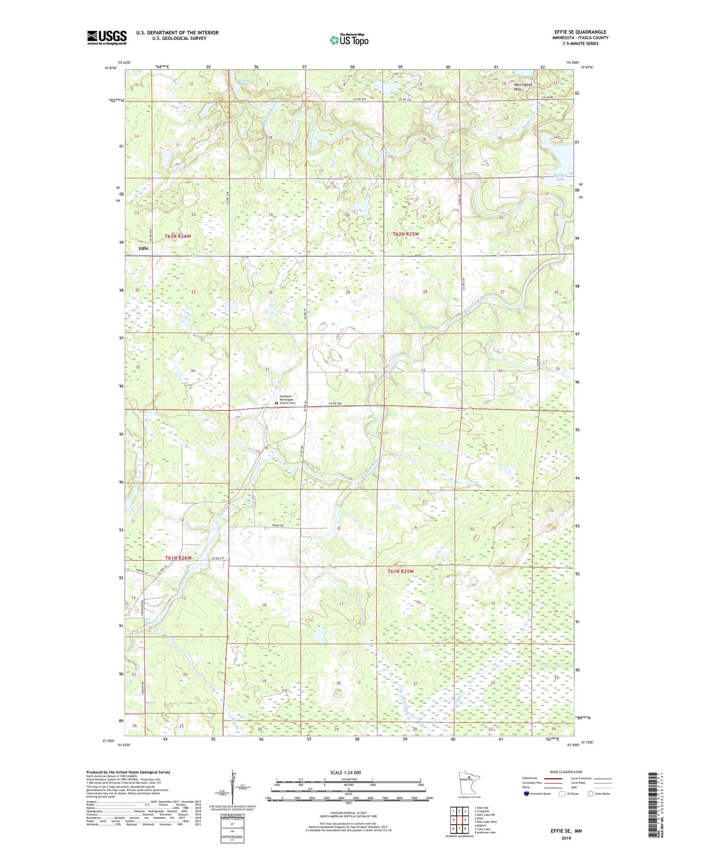 Effie SE Minnesota US Topo Map Image