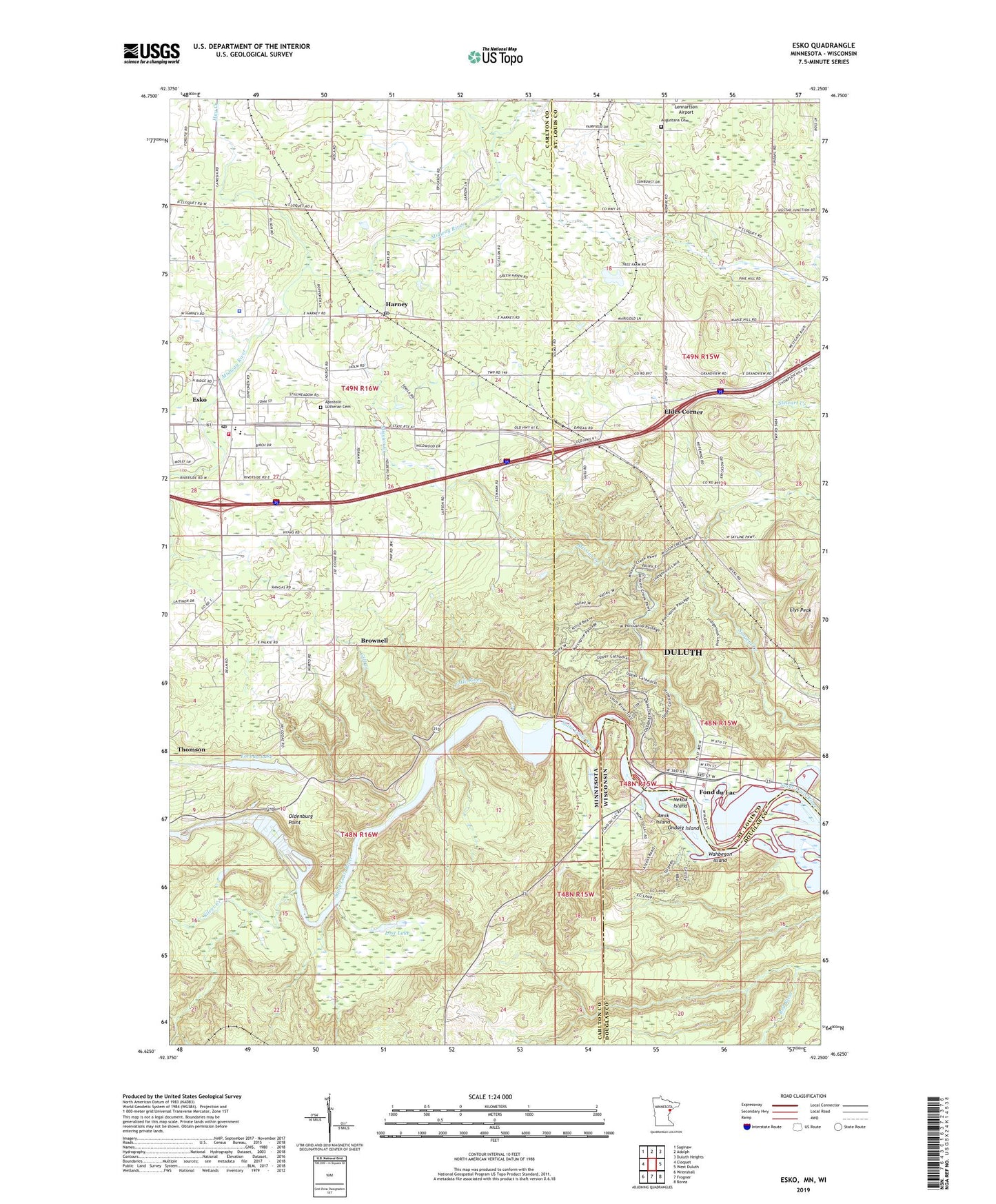 Esko Minnesota US Topo Map Image