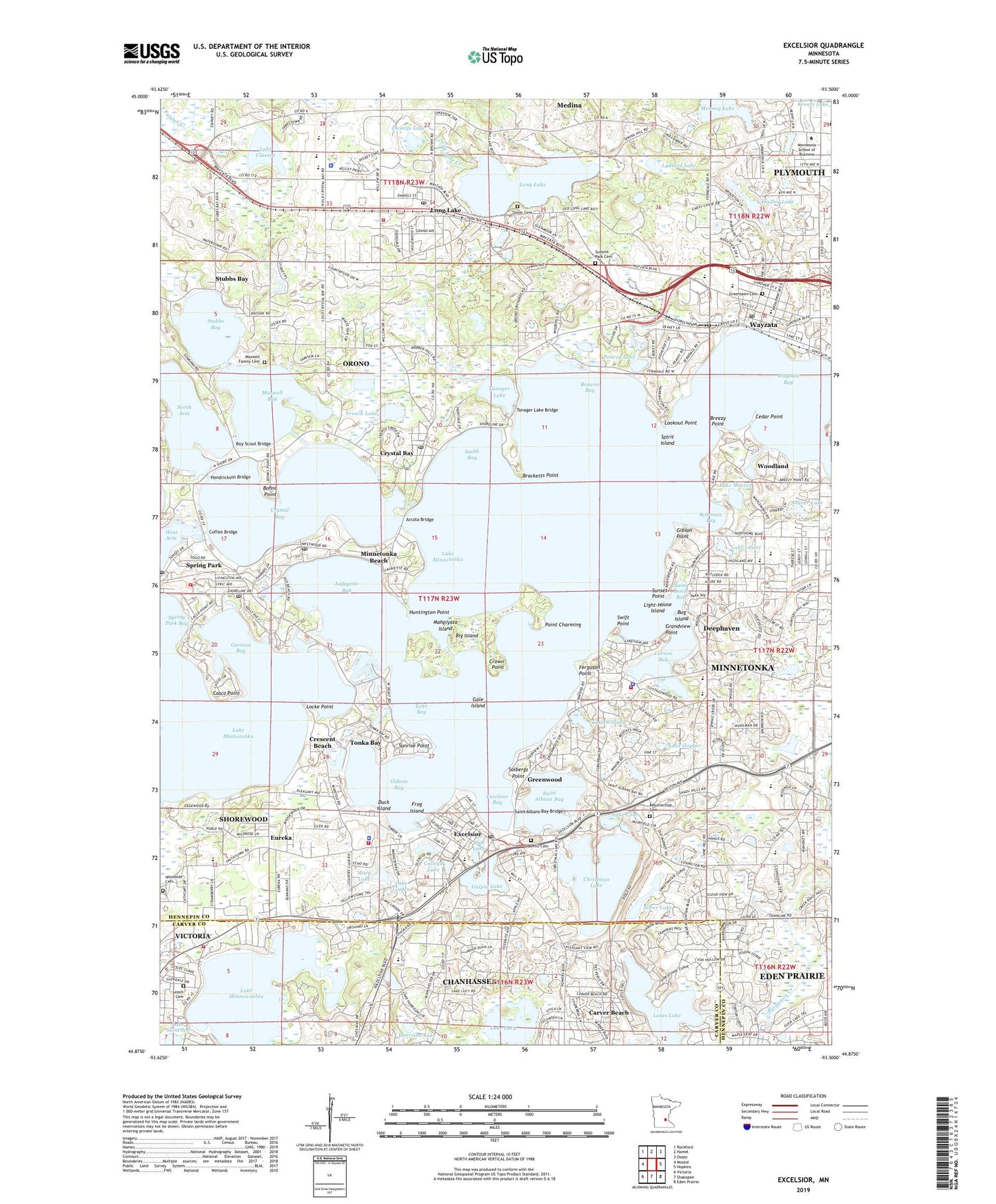 Excelsior Minnesota US Topo Map Image