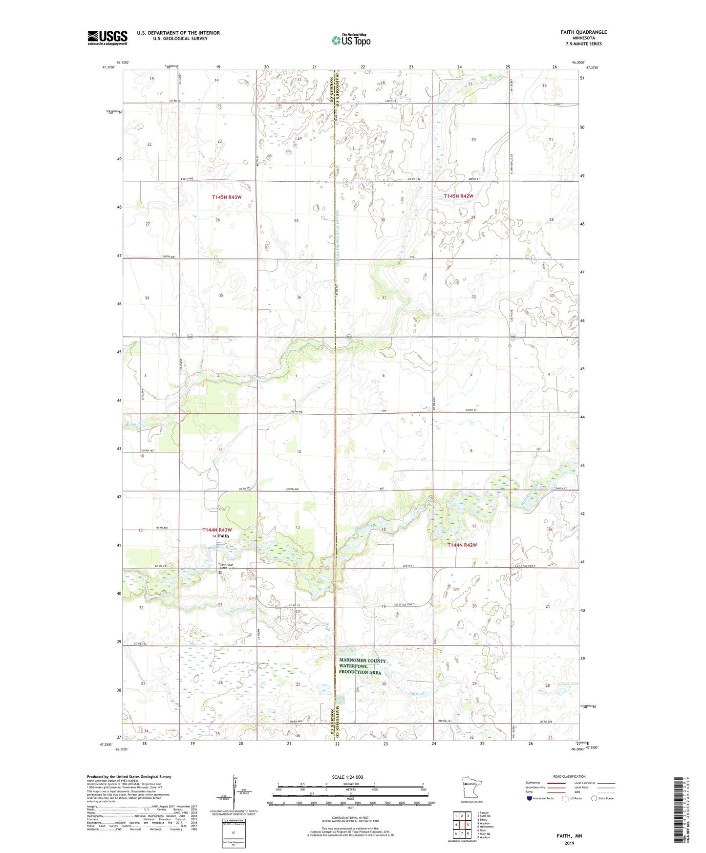 Faith Minnesota US Topo Map Image