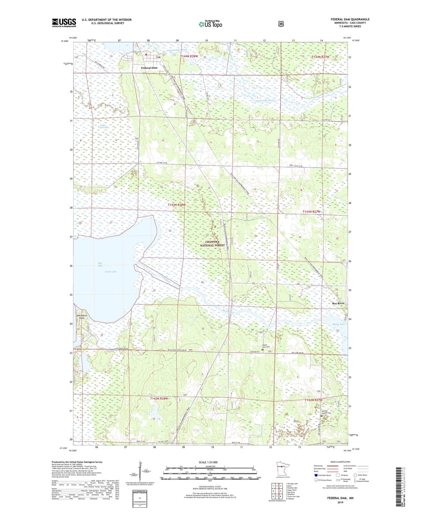 Federal Dam Minnesota US Topo Map Image