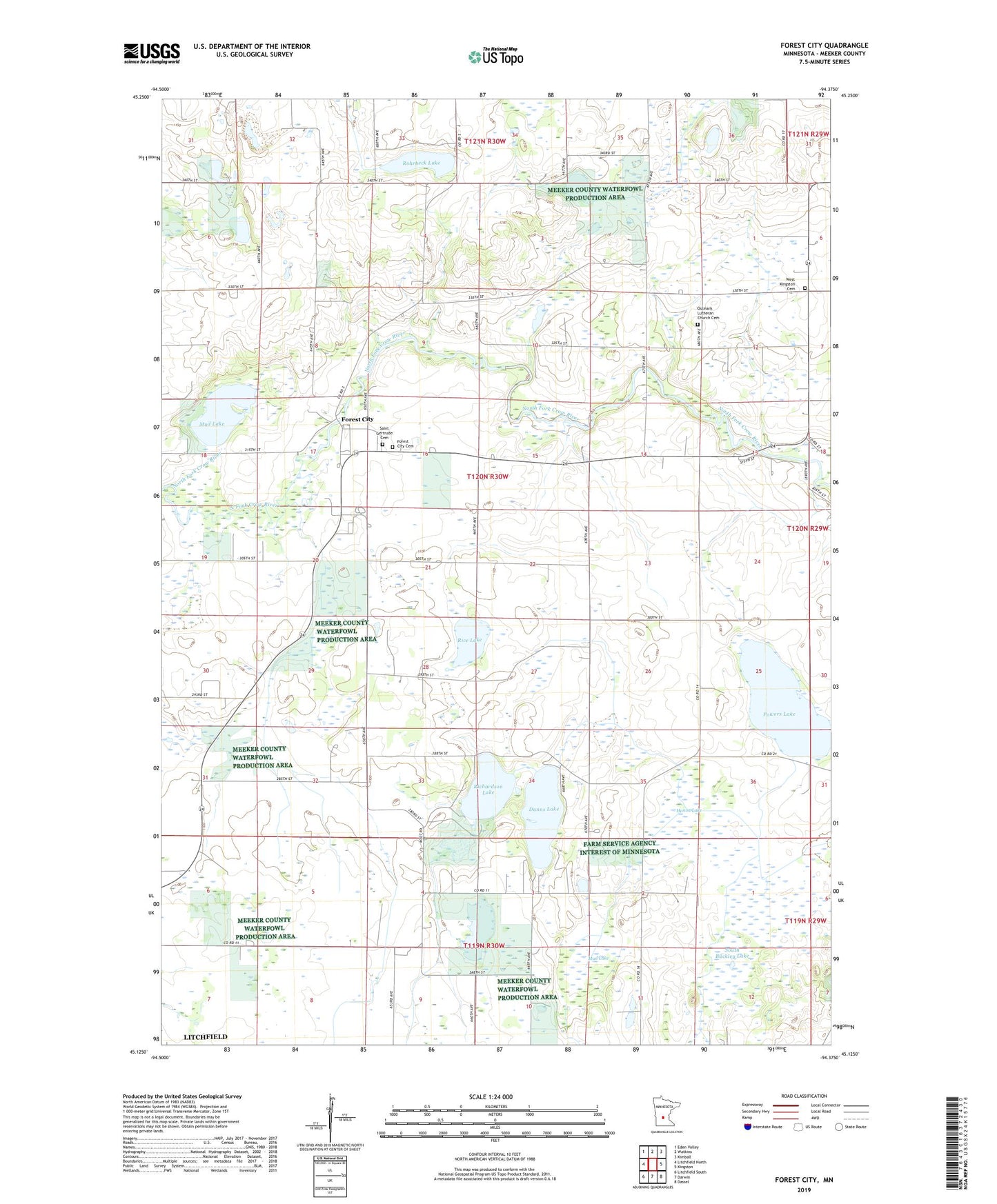 Forest City Minnesota US Topo Map Image