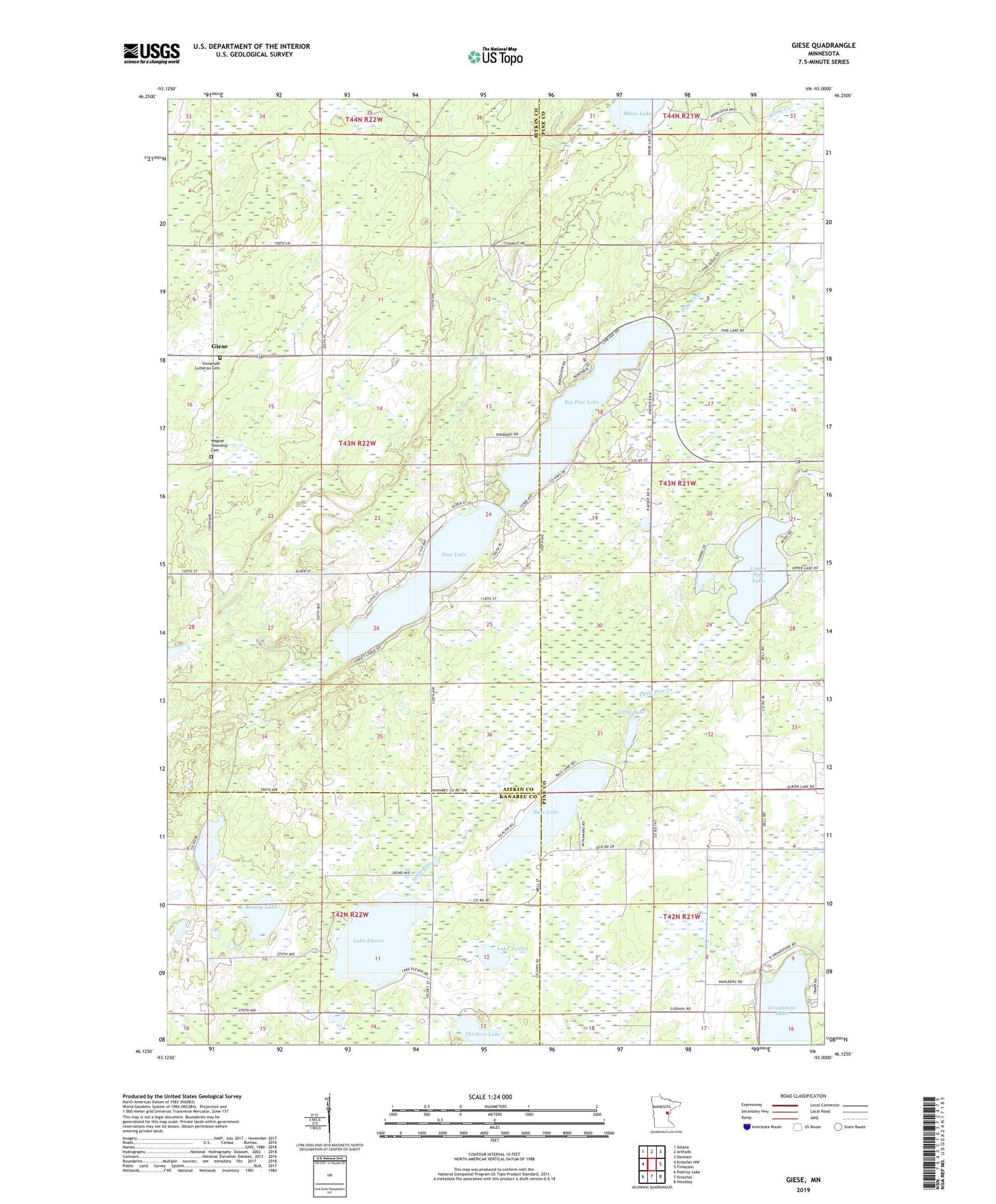 Giese Minnesota US Topo Map Image