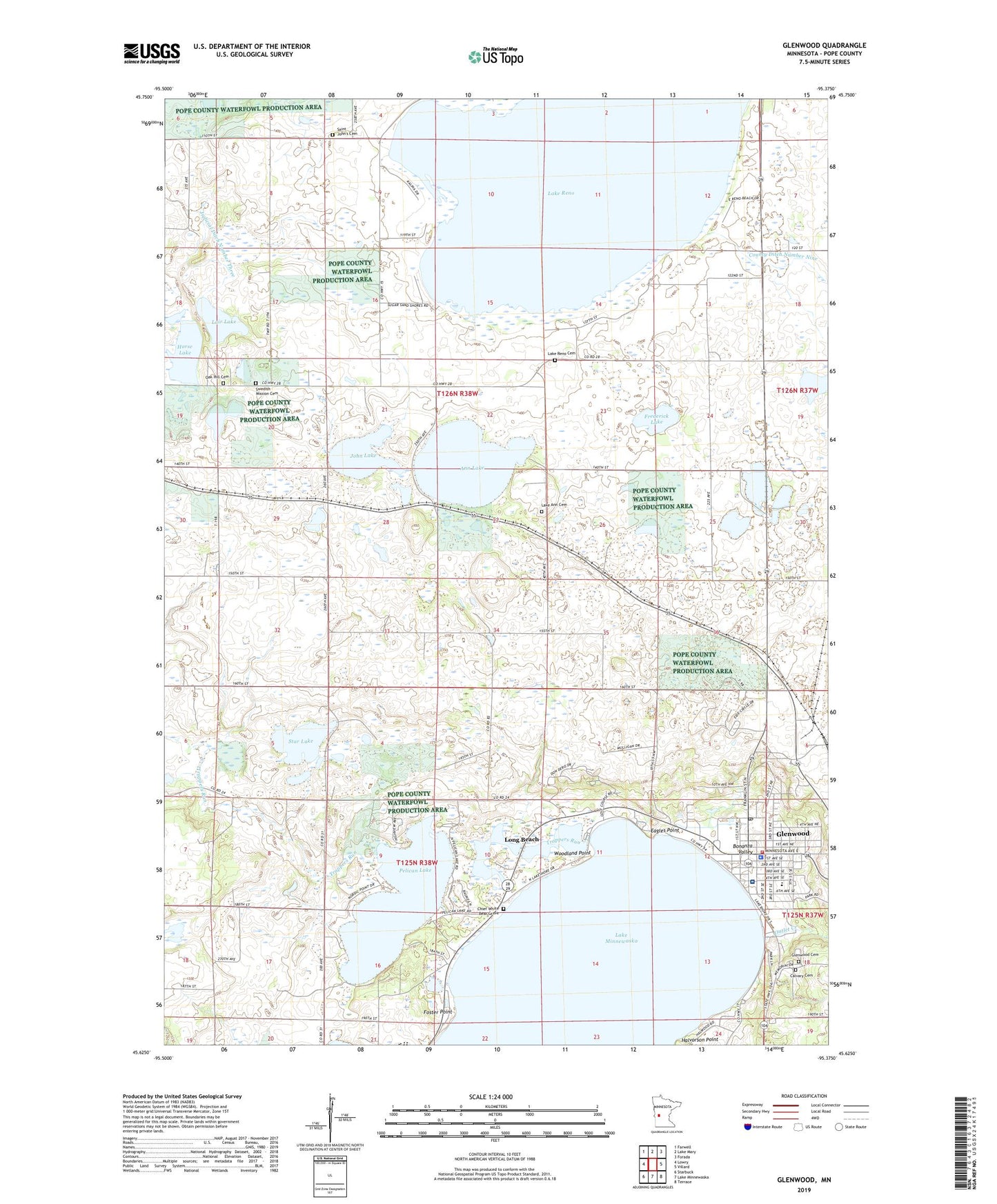 Glenwood Minnesota US Topo Map Image