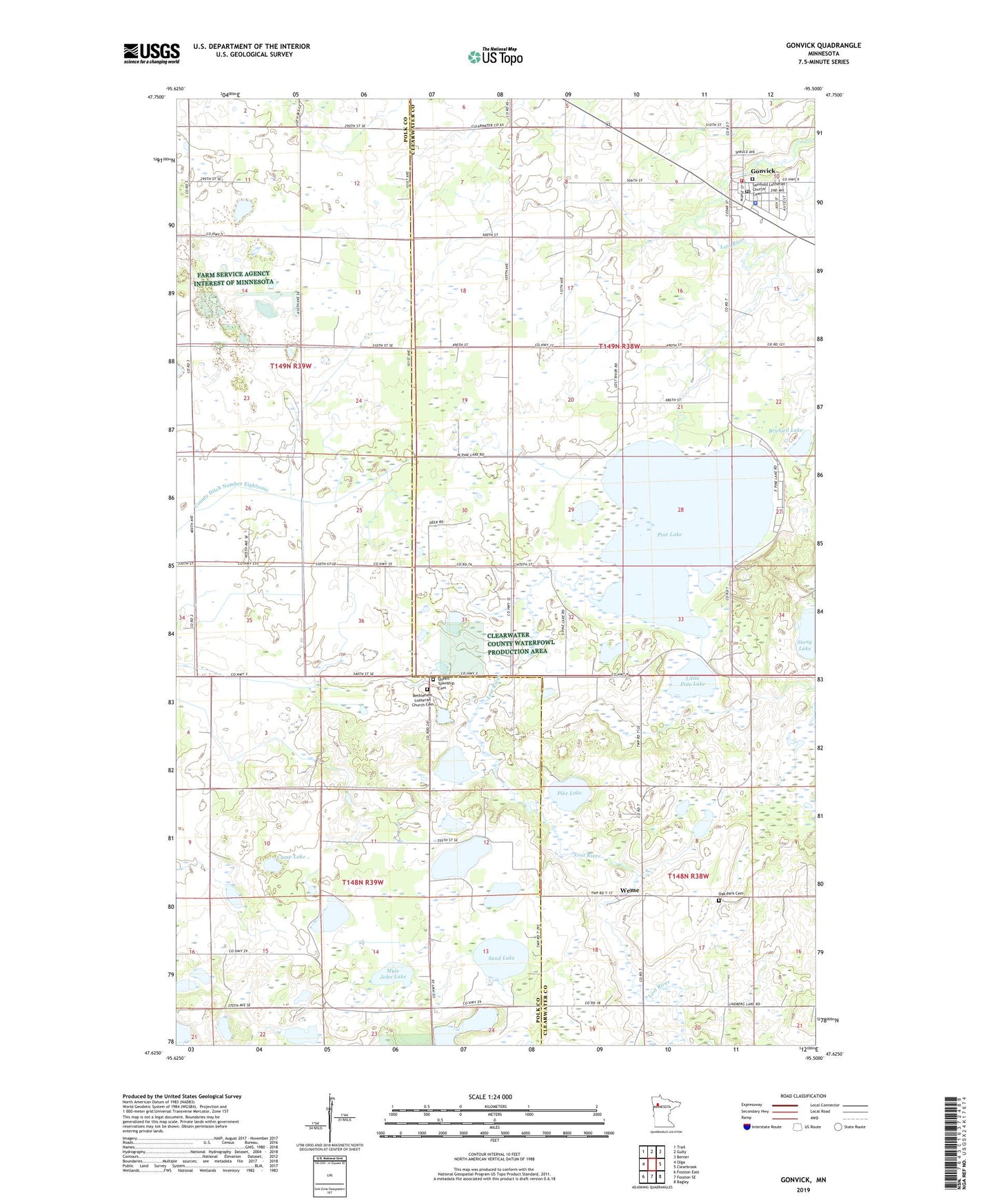 Gonvick Minnesota US Topo Map Image