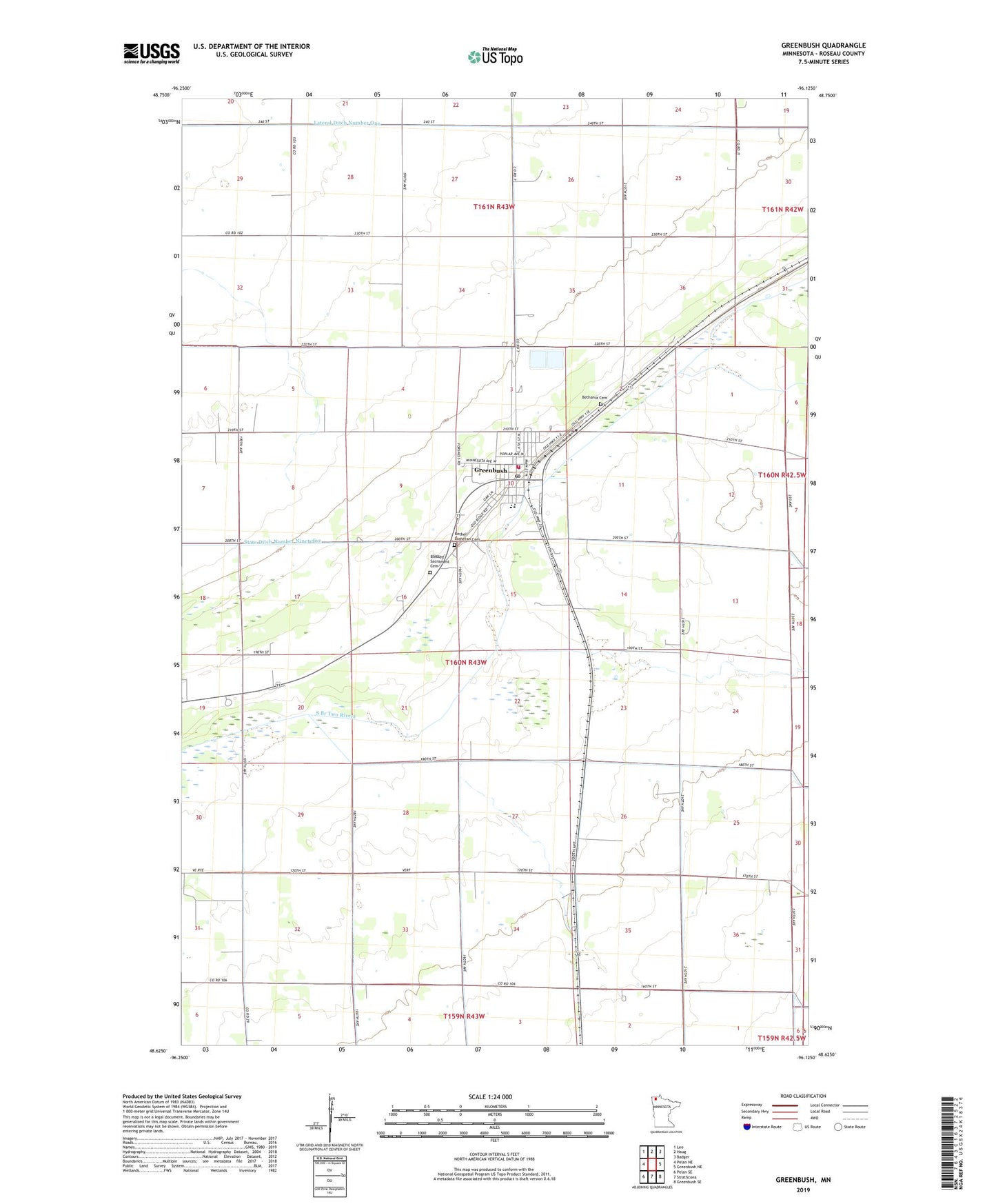 Greenbush Minnesota US Topo Map Image
