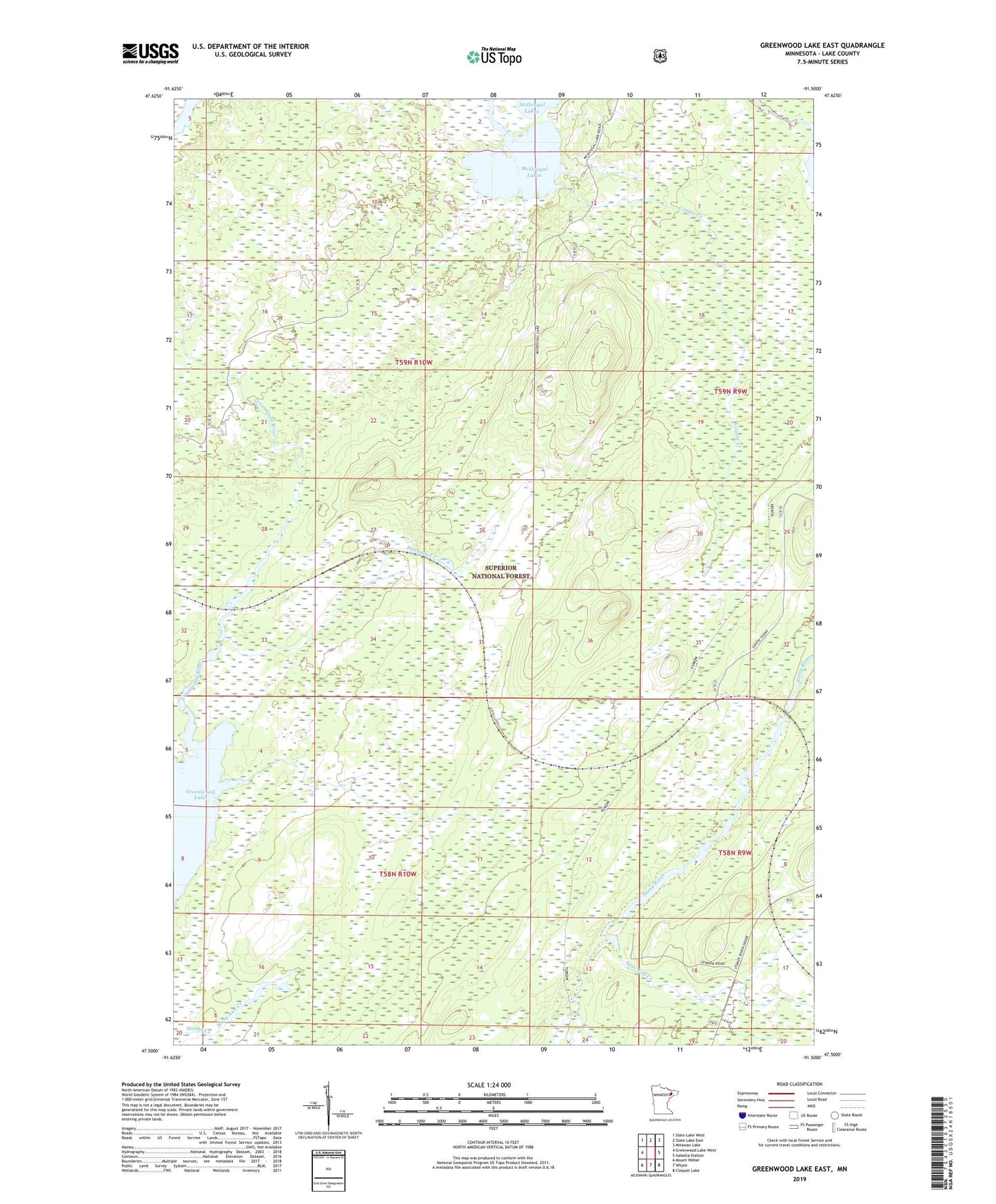 Greenwood Lake East Minnesota US Topo Map Image
