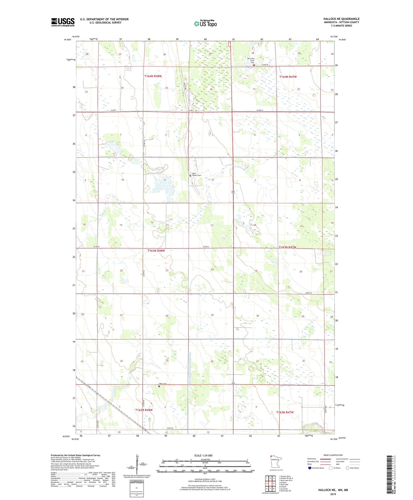 Hallock NE Minnesota US Topo Map Image