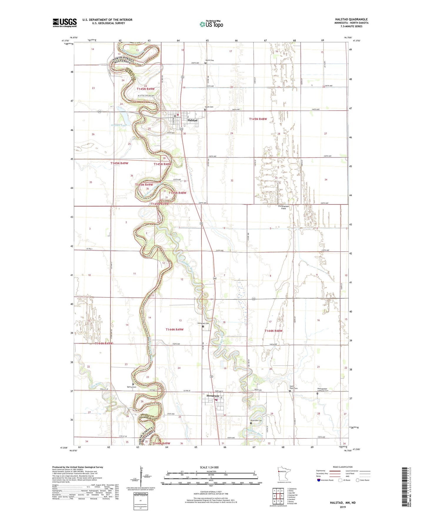 Halstad Minnesota US Topo Map Image