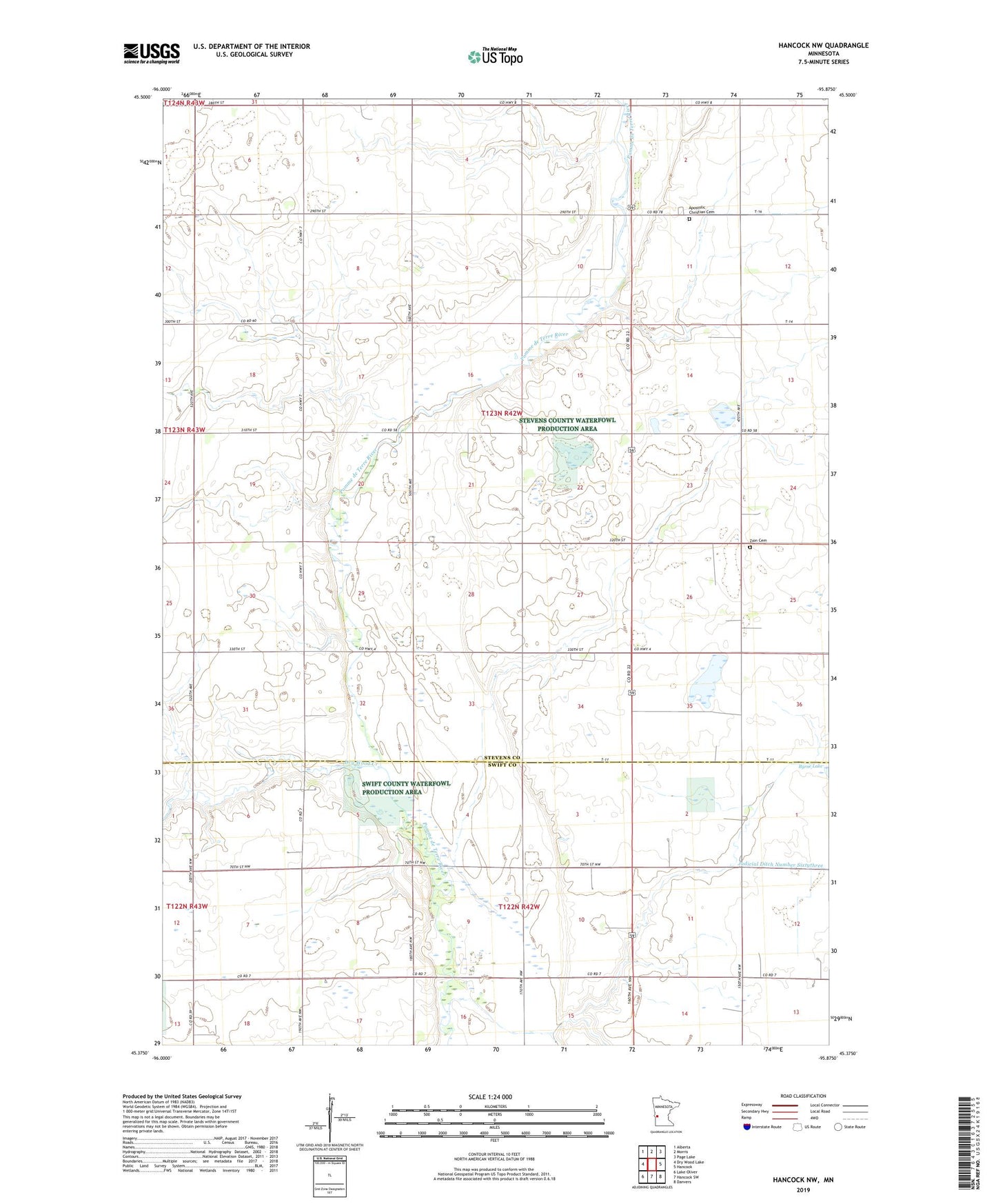 Hancock NW Minnesota US Topo Map Image