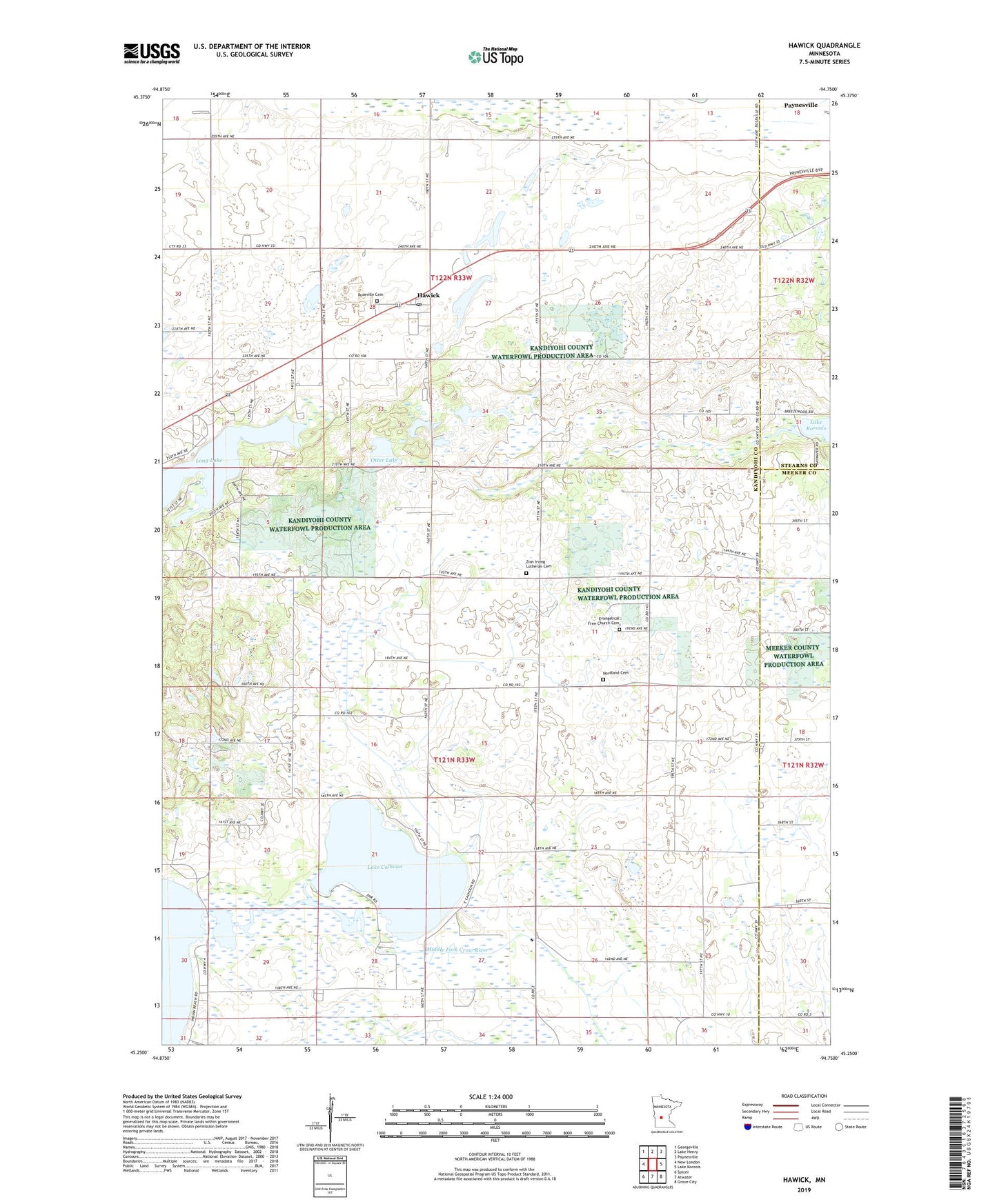 Hawick Minnesota US Topo Map Image