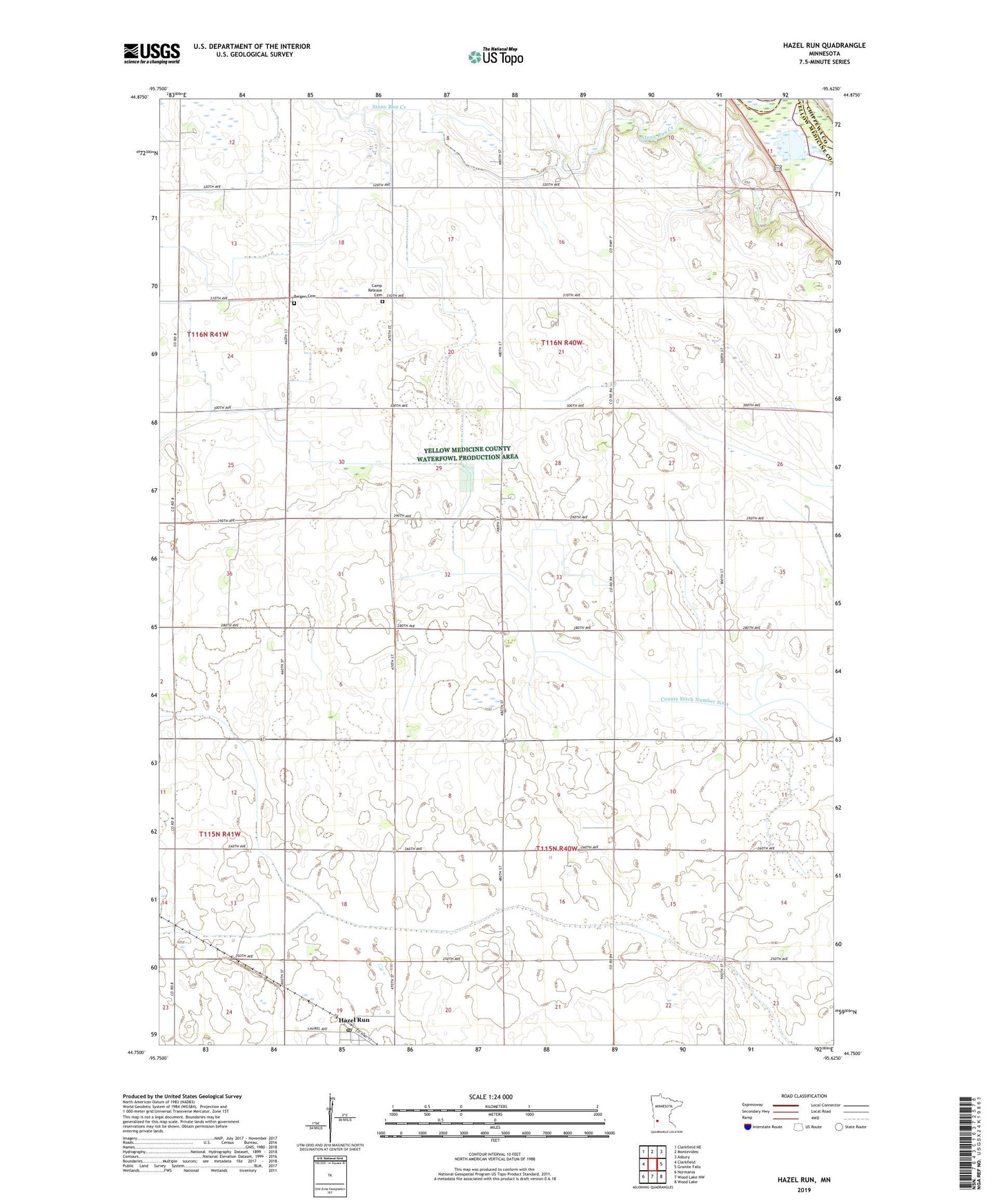 Hazel Run Minnesota US Topo Map Image
