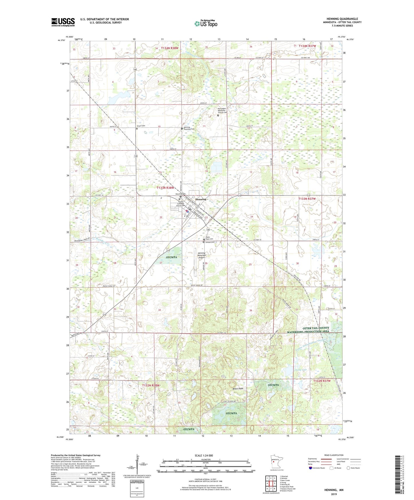 Henning Minnesota US Topo Map Image