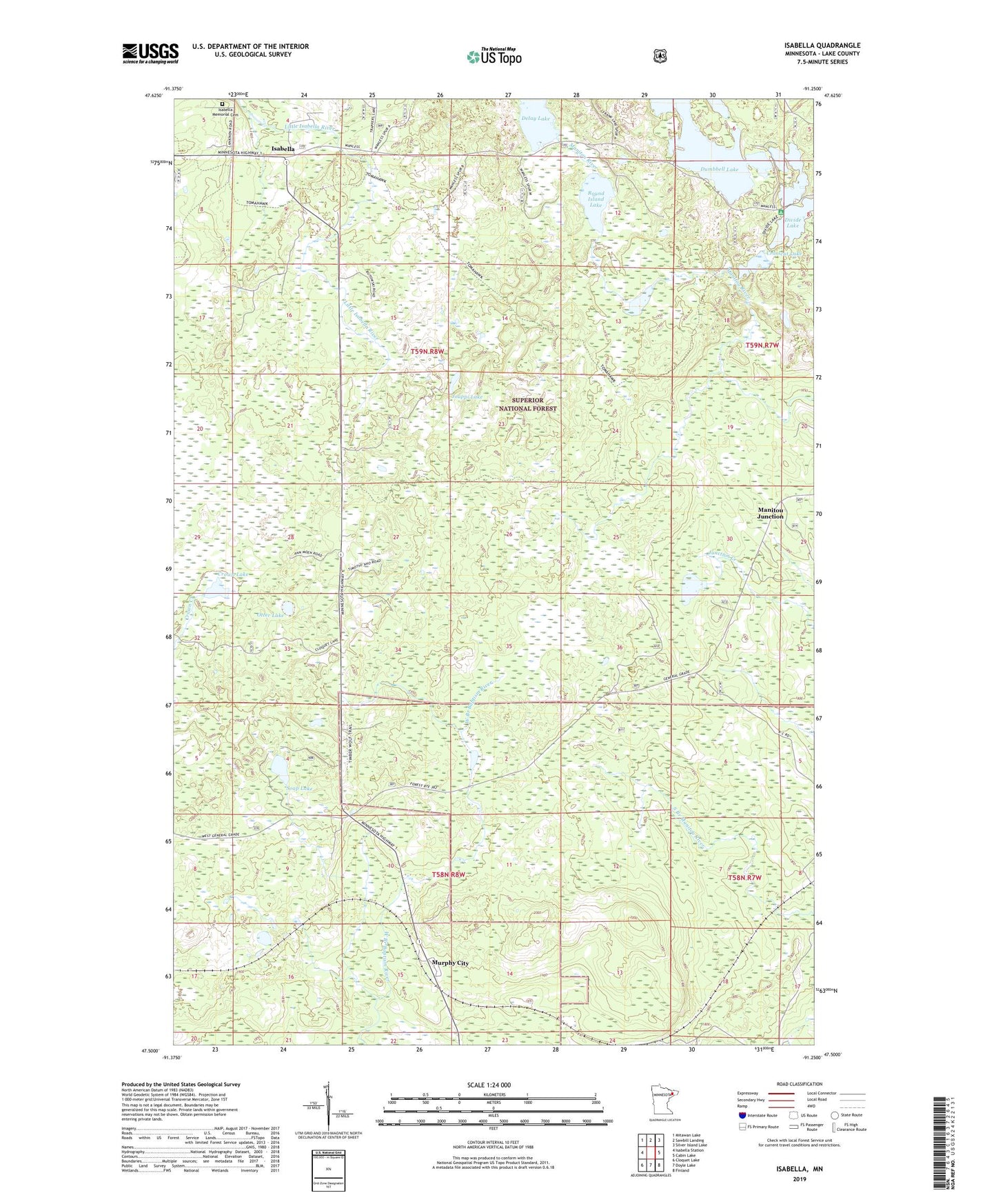 Isabella Minnesota US Topo Map Image