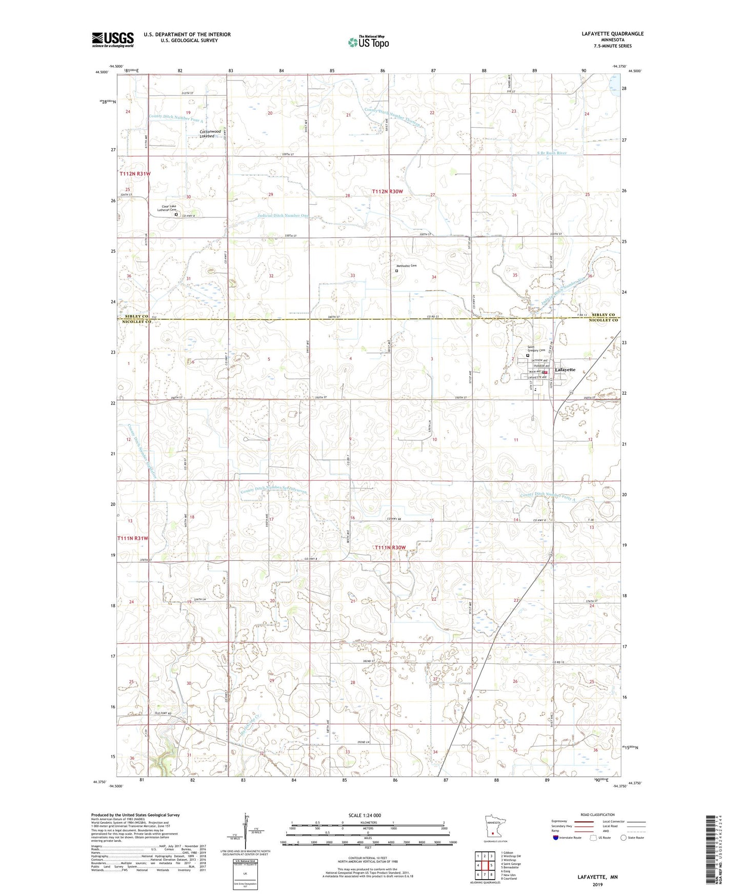 Lafayette Minnesota US Topo Map Image
