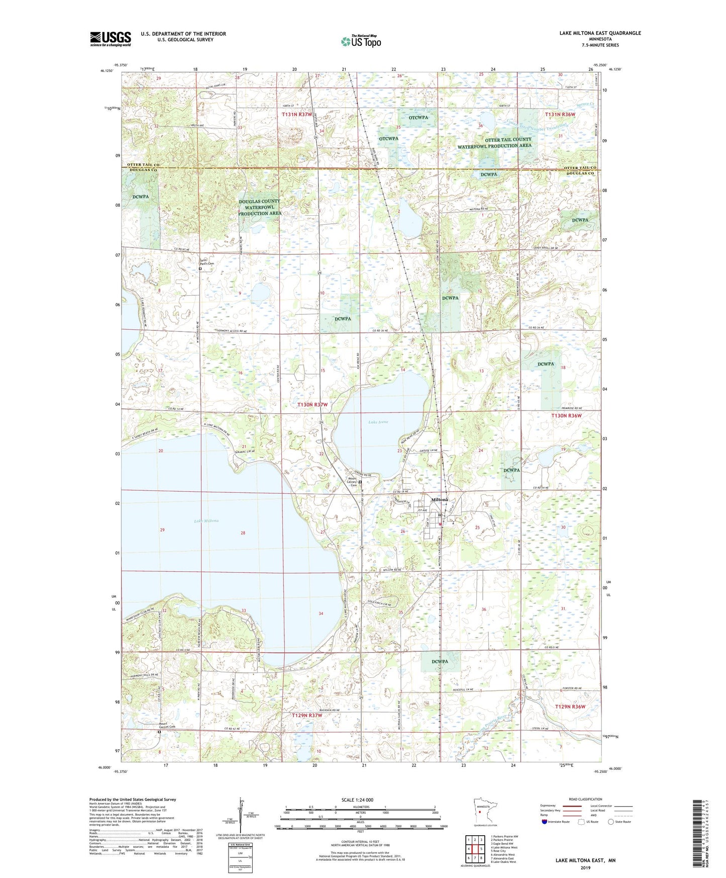 Lake Miltona East Minnesota US Topo Map Image