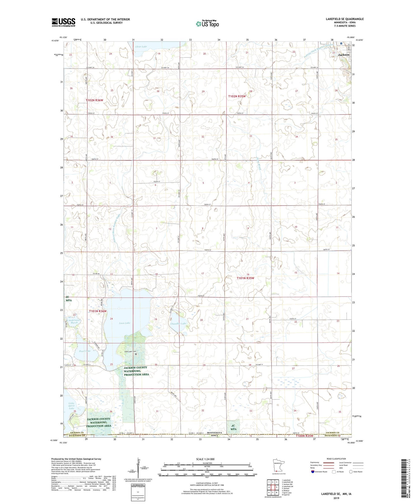 Lakefield SE Minnesota US Topo Map Image