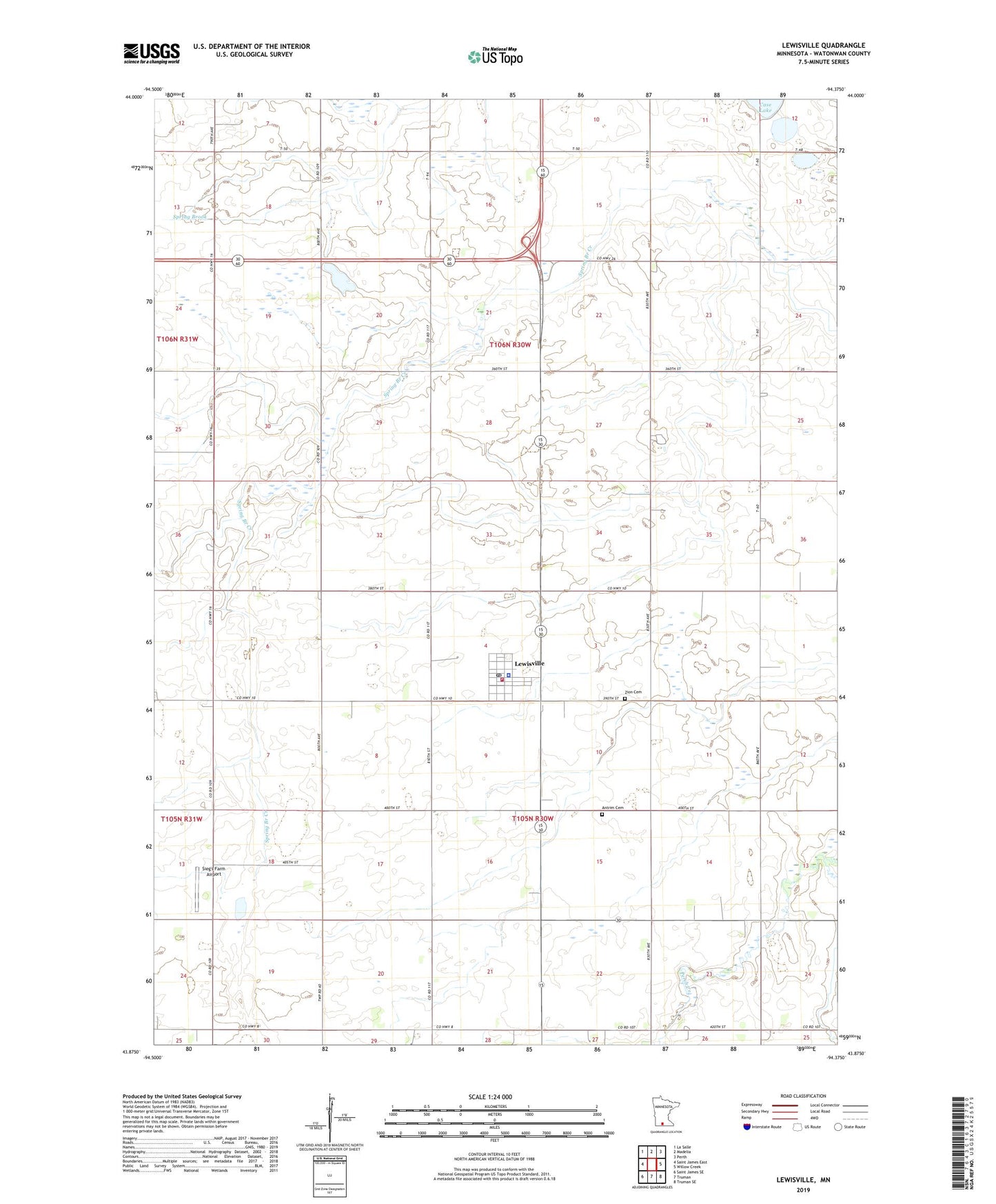 Lewisville Minnesota US Topo Map Image