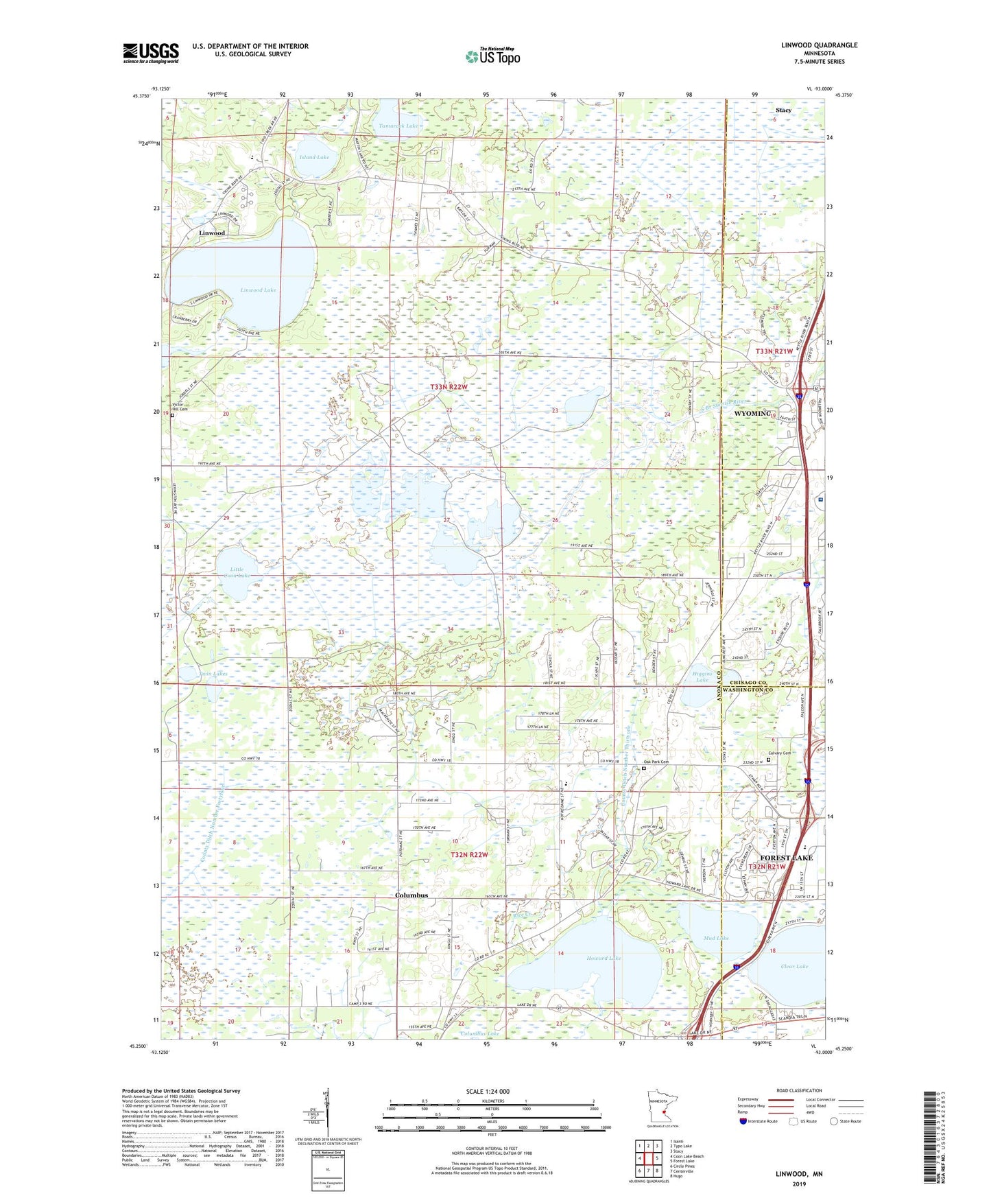 Linwood Minnesota US Topo Map Image