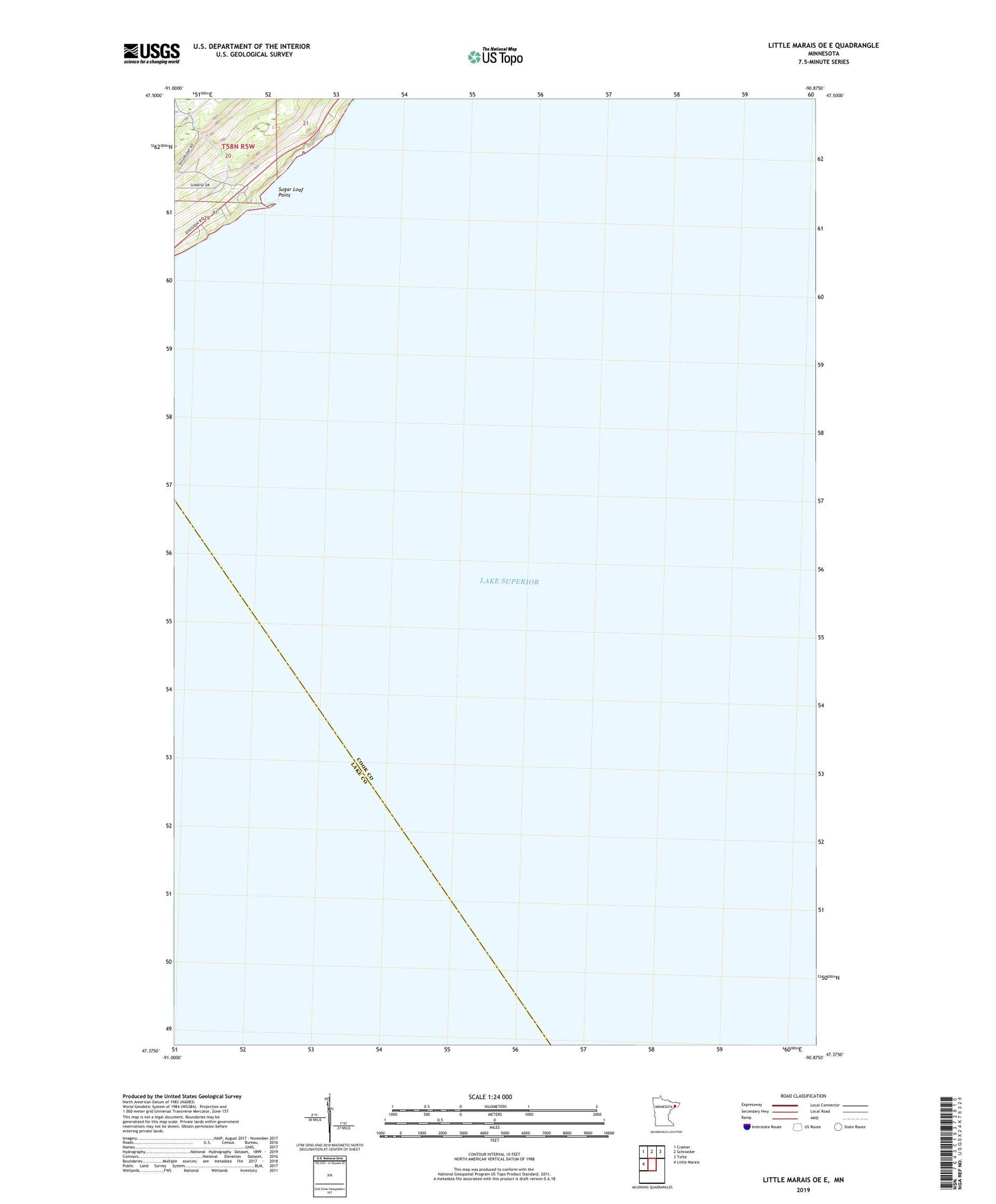 Little Marais OE E Minnesota US Topo Map Image