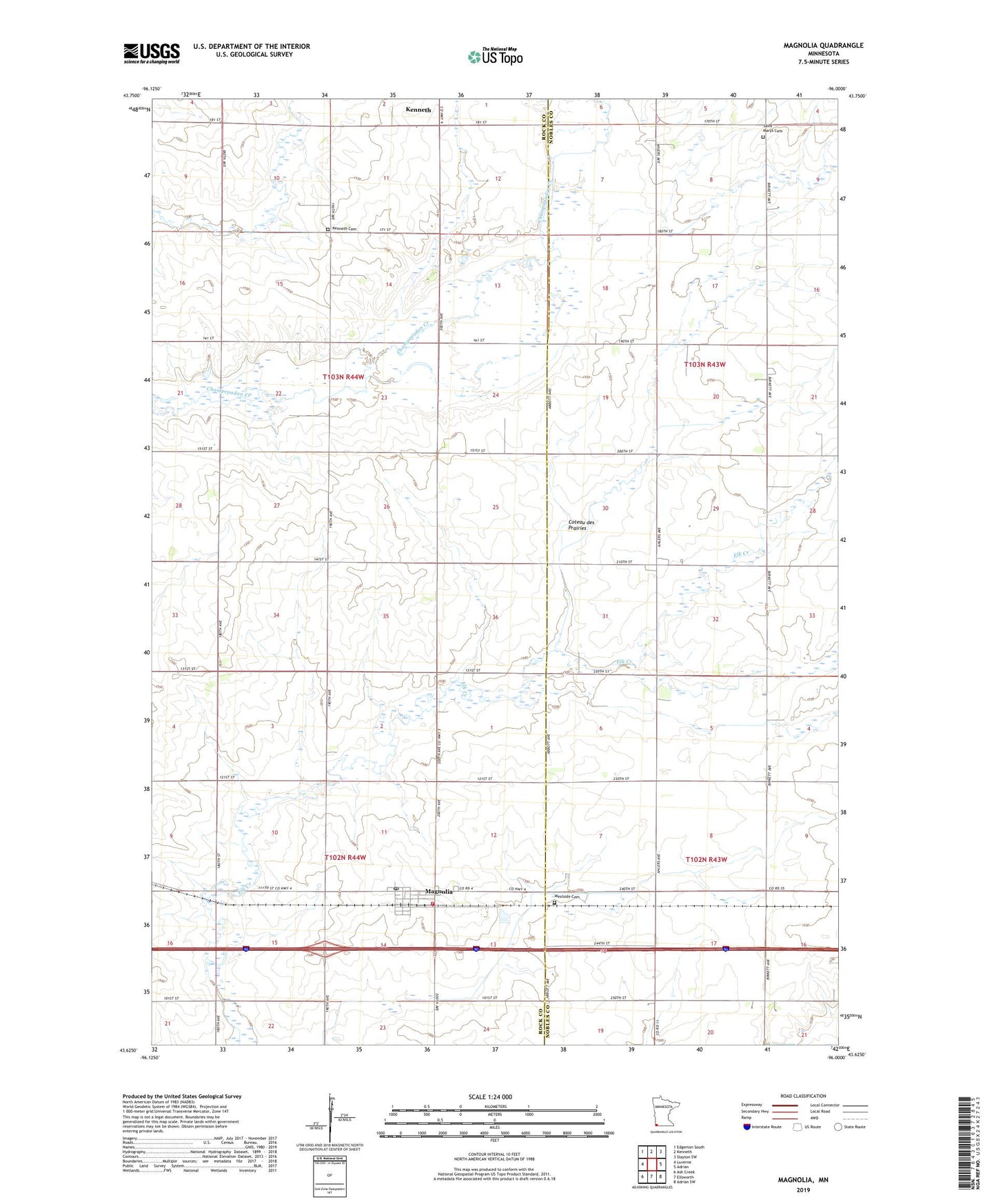 Magnolia Minnesota US Topo Map Image