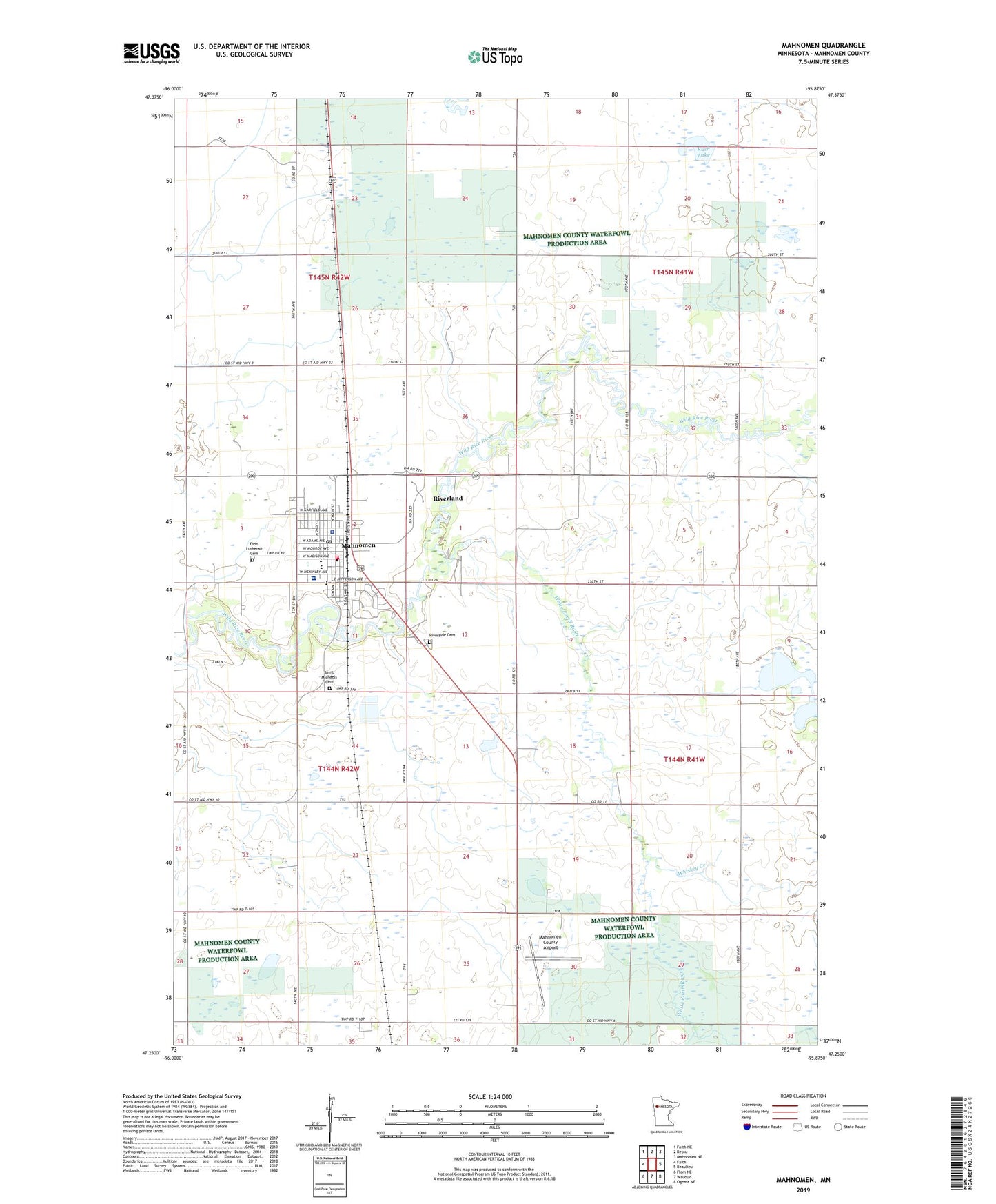 Mahnomen Minnesota US Topo Map Image