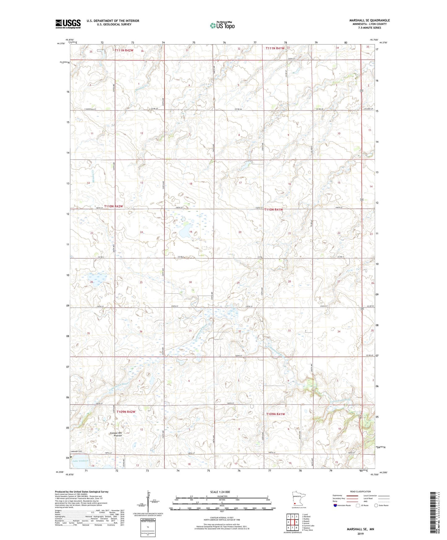 Marshall SE Minnesota US Topo Map Image