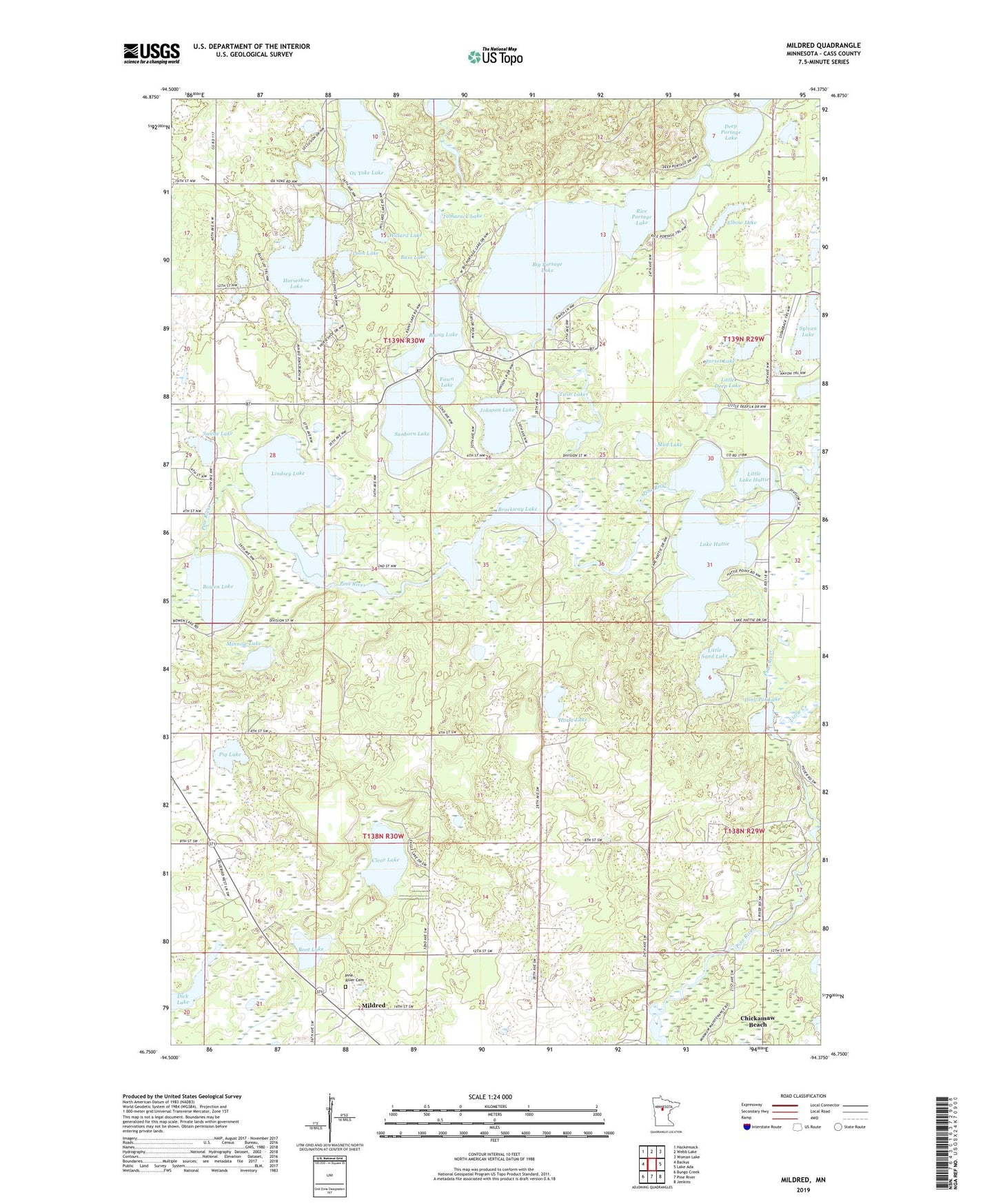 Mildred Minnesota US Topo Map Image