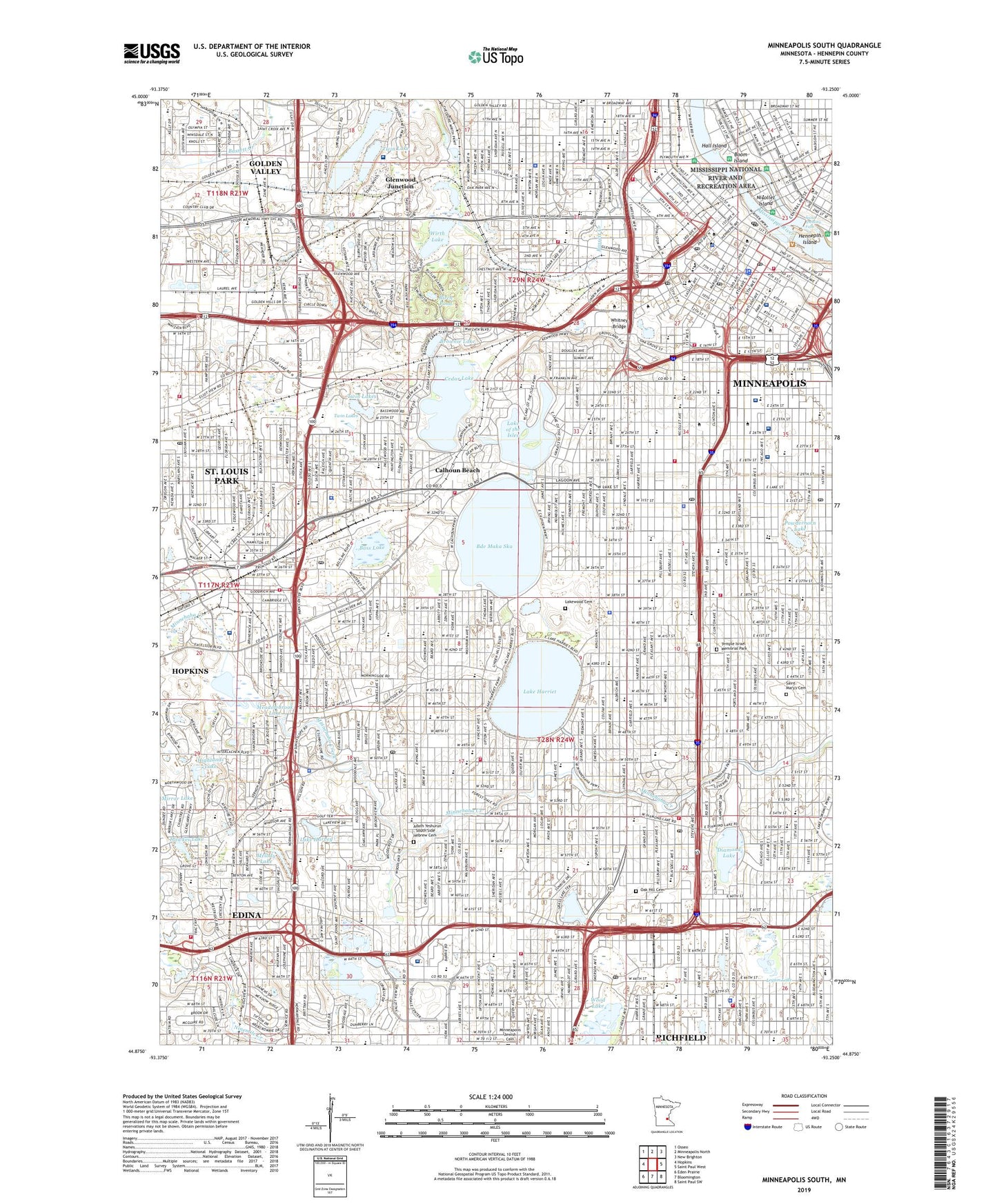 Minneapolis South Minnesota US Topo Map Image