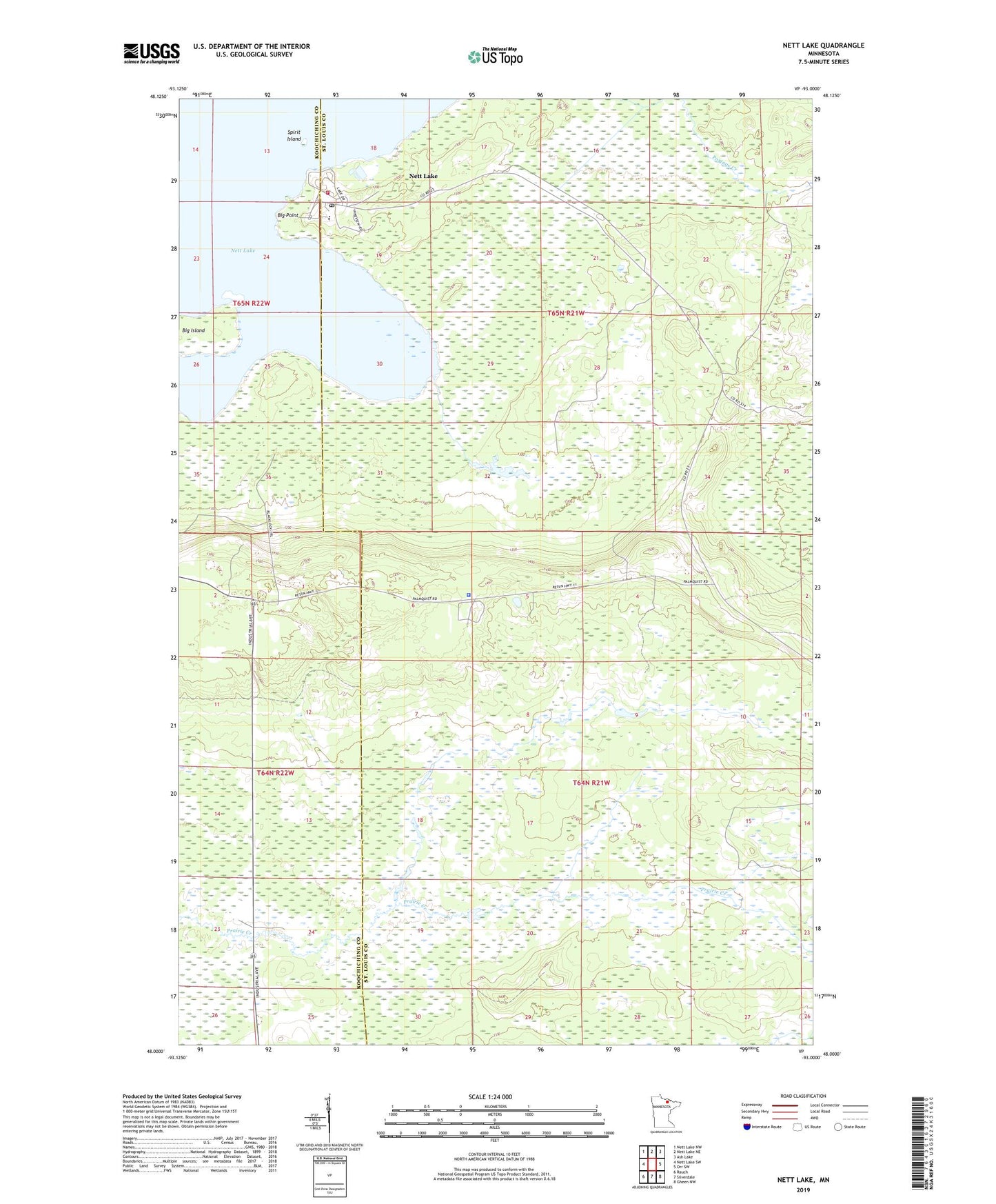 Nett Lake Minnesota US Topo Map Image