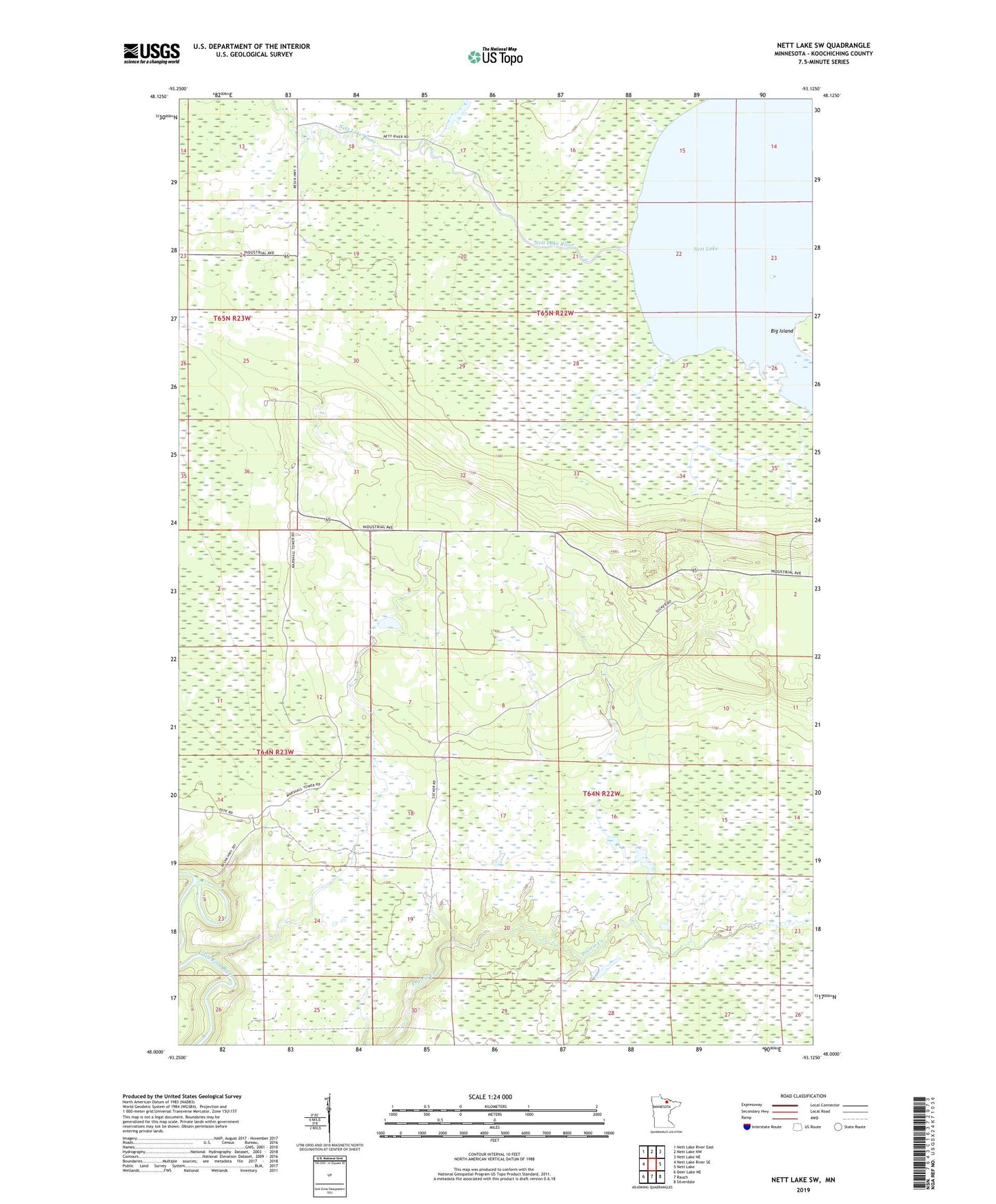 Nett Lake SW Minnesota US Topo Map Image