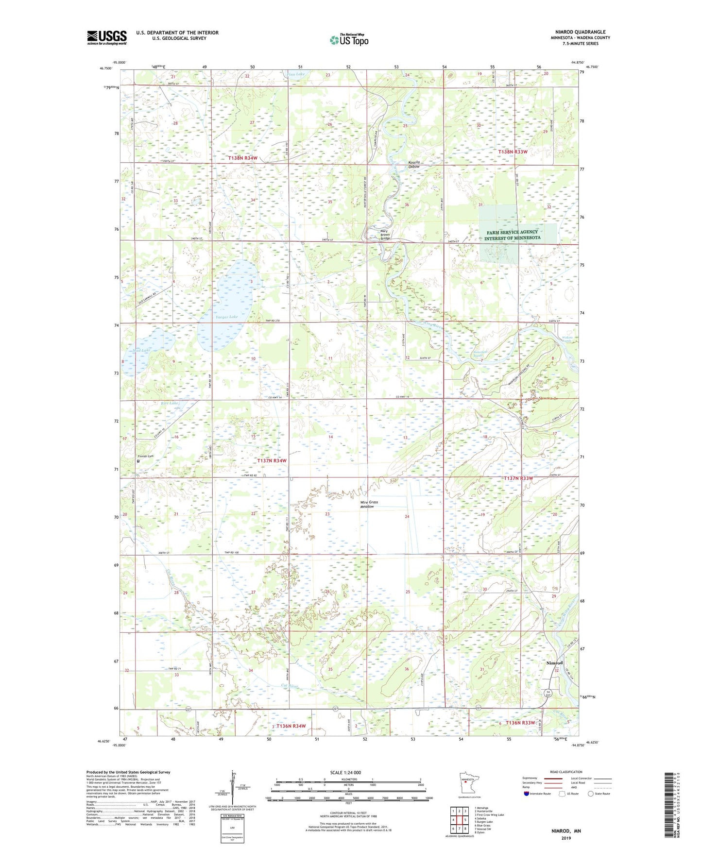Nimrod Minnesota US Topo Map Image