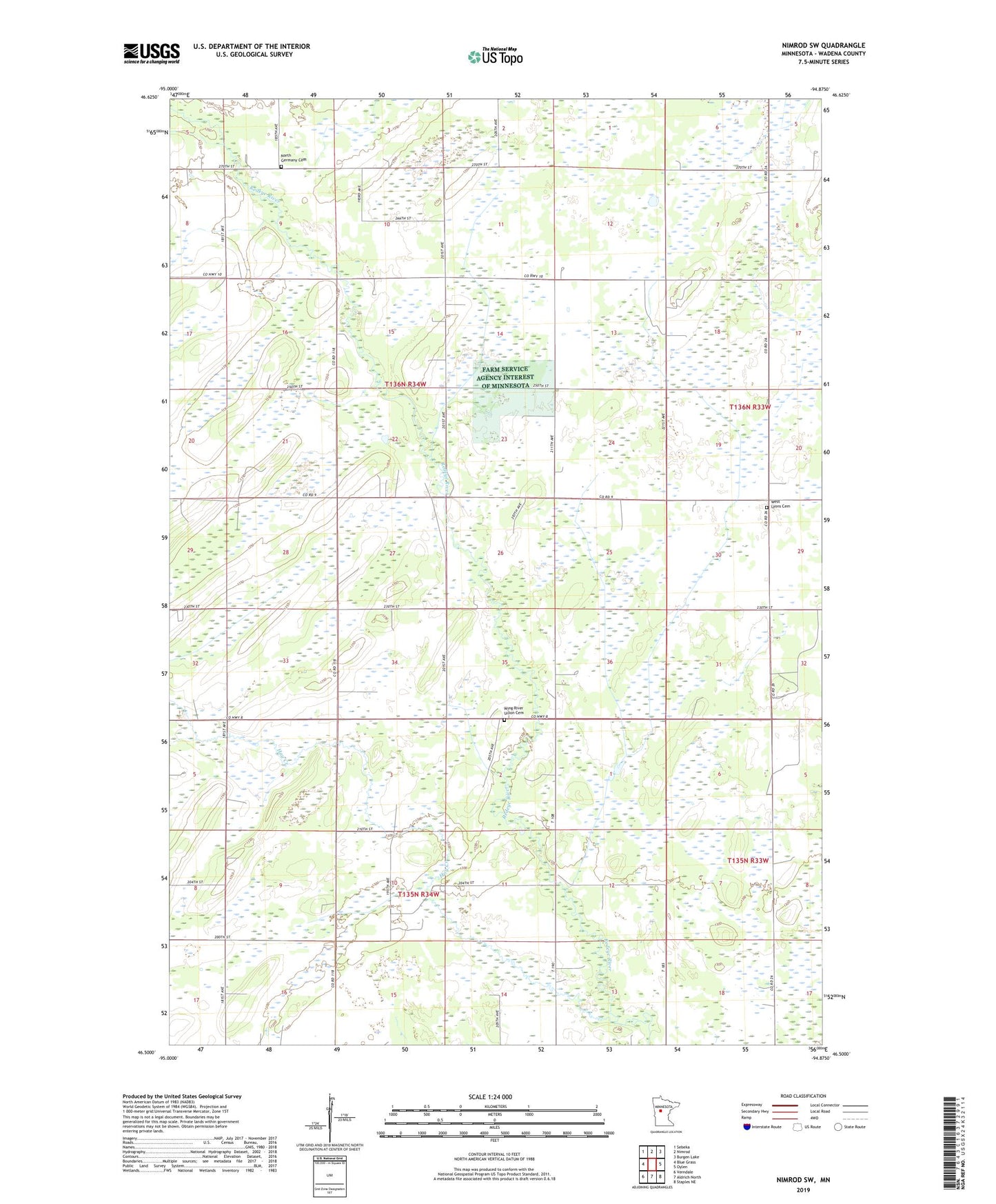 Nimrod SW Minnesota US Topo Map Image